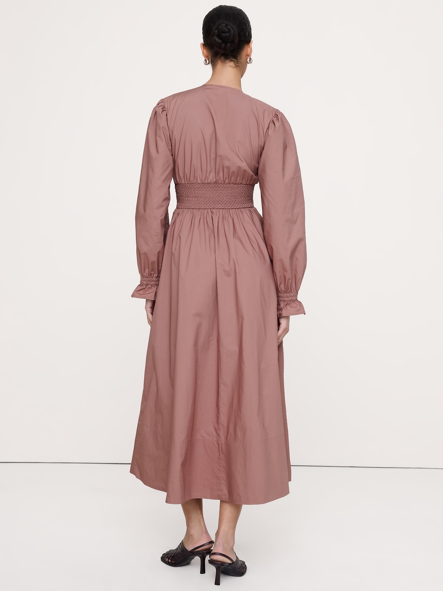 Image number 5 showing, Cotton Poplin Smocked-Waist Maxi Dress