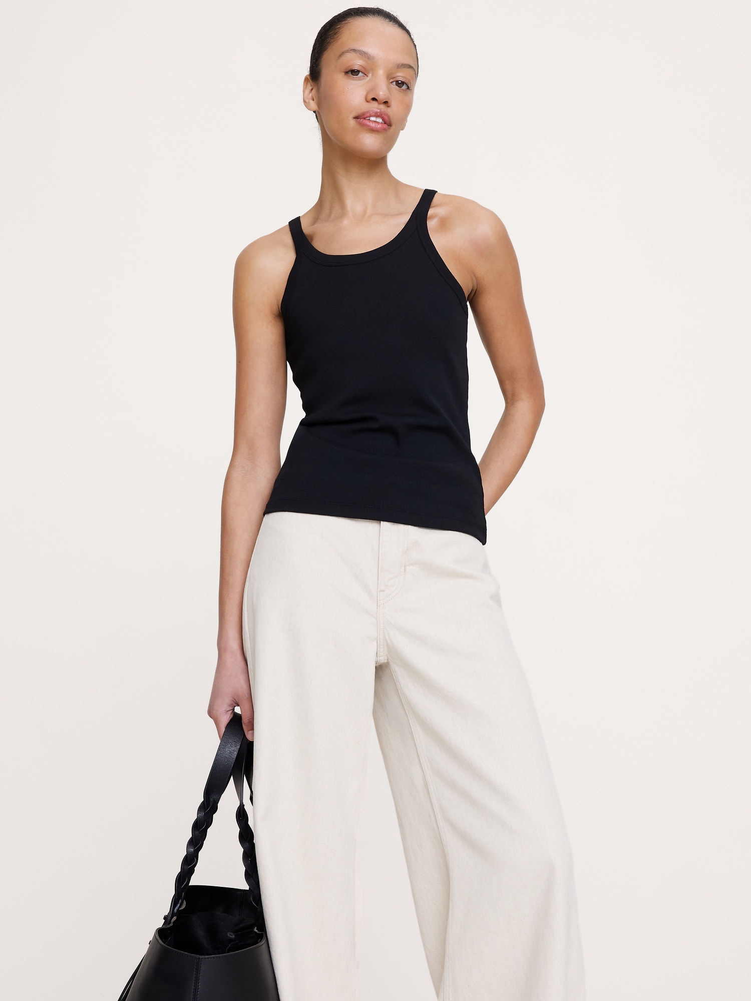 Image number 1 showing, Ribbed Scoop-Neck Tank