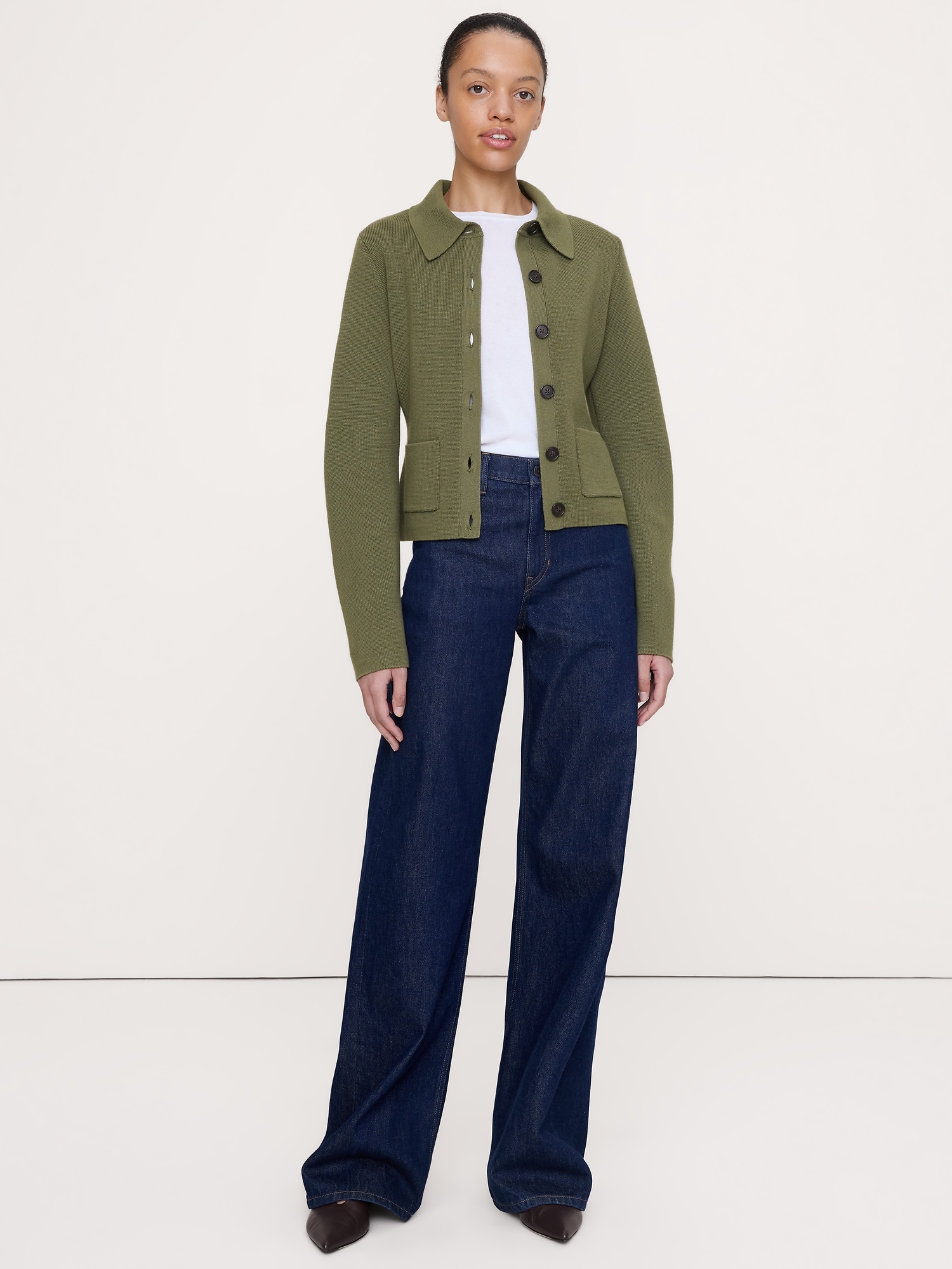 Image number 1 showing, Larkspur Cotton-Silk Polo Cardigan