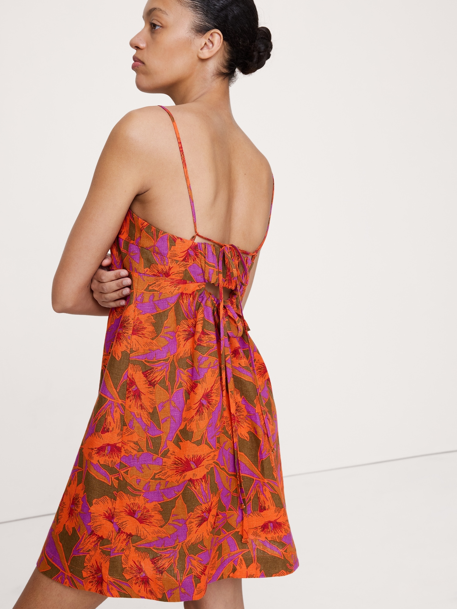 Image number 3 showing, Strappy Linen Mini Dress