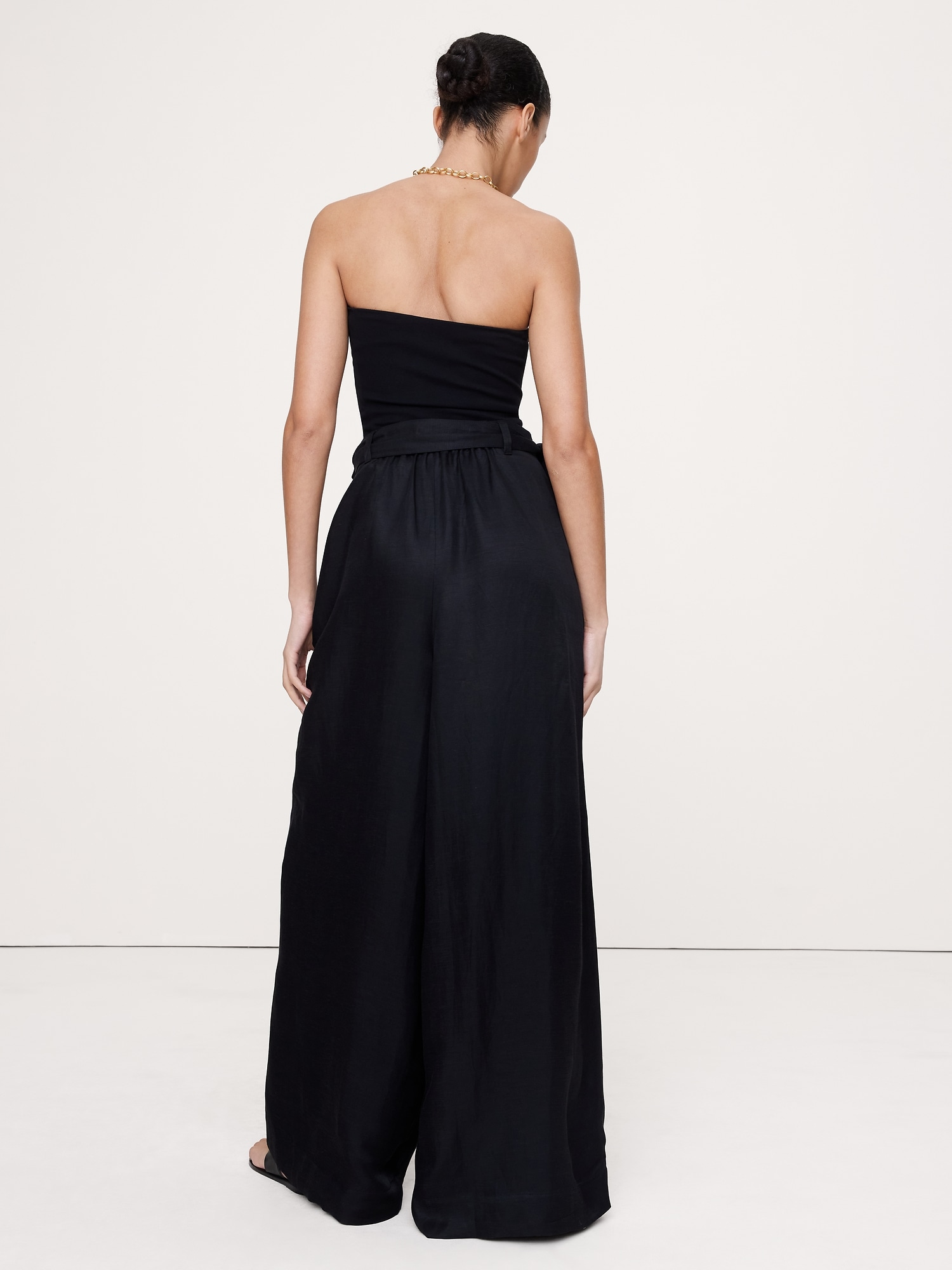 Image number 7 showing, Viscose-Linen Palazzo Pant