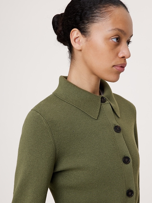 Larkspur Cotton-Silk Polo Cardigan | Banana Republic