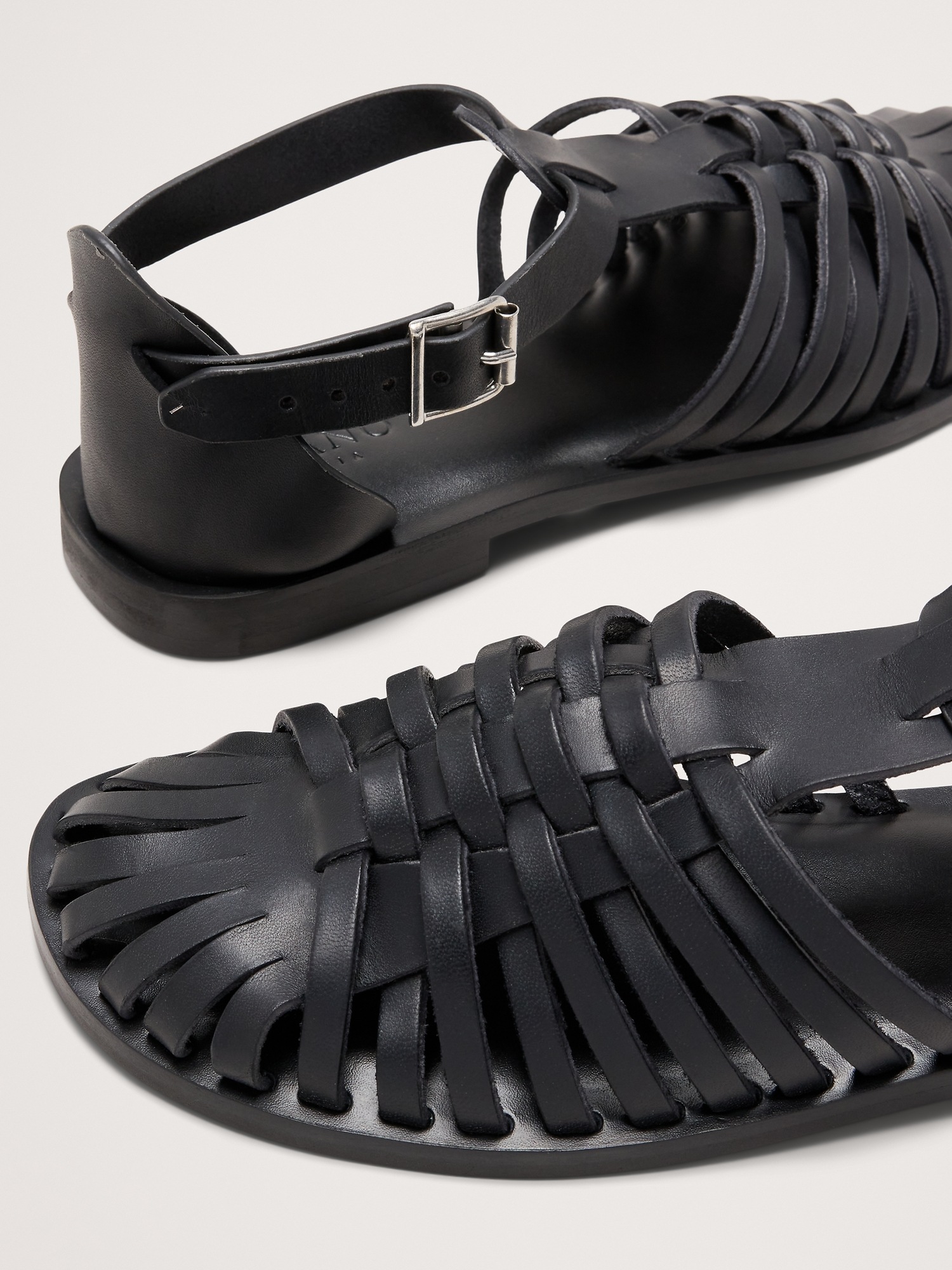 Женские сандалии Banana Republic Braided Italian Leather Fisherman Sandal, цвет: Чёрный — фото 6