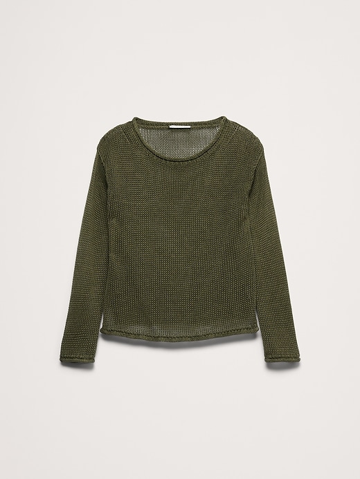 ニット/セーター L'Appartement  Linen Boat neck Knit Vanilla Boatneck Open Crochet Knit Sweater | Lime Lush Boutique