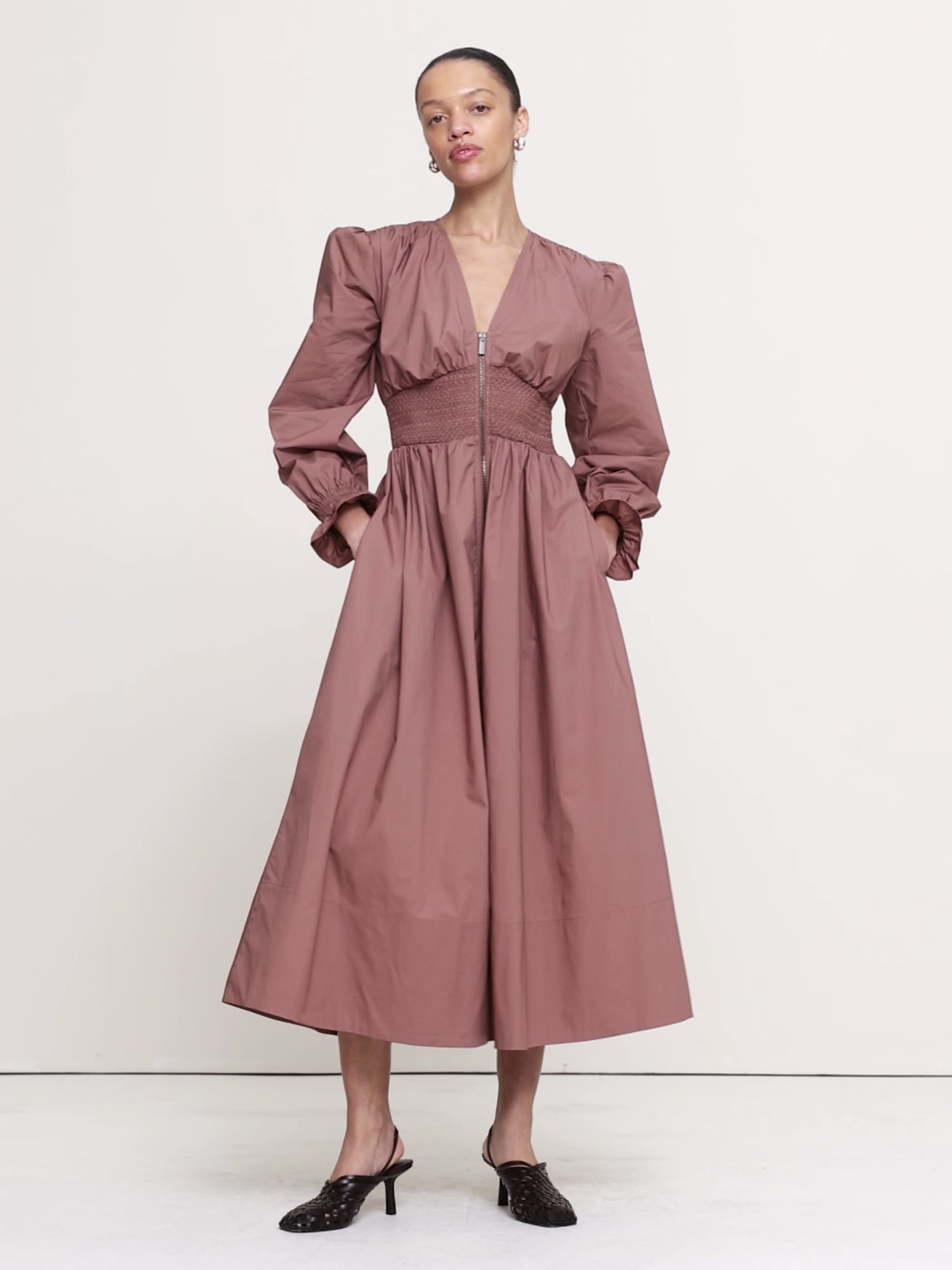 Cotton Poplin Smocked-Waist Maxi Dress | Banana Republic