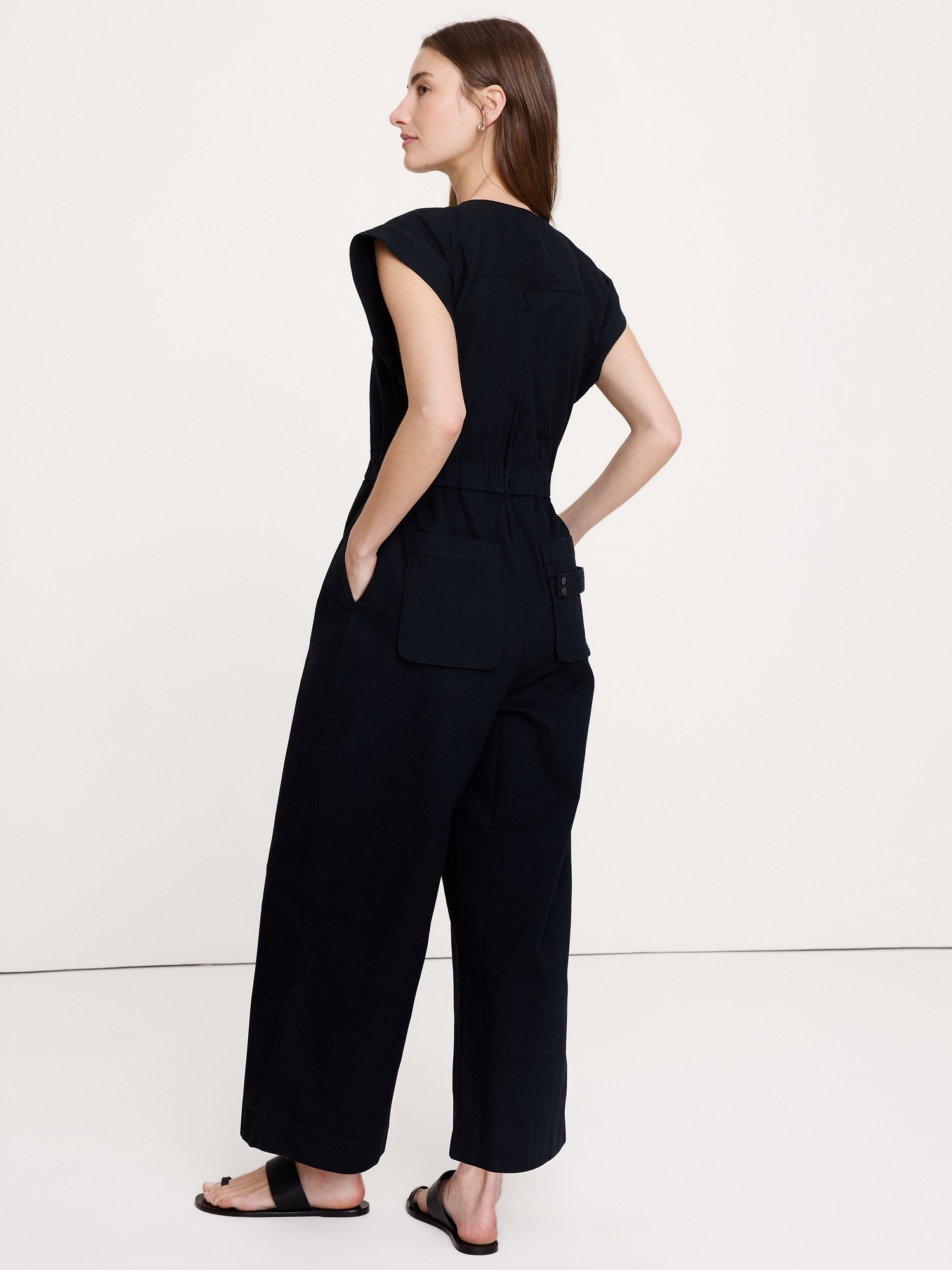 Женский комбинезон Banana Republic Cotton Canvas Utility Jumpsuit, цвет: Чёрный — фото 2