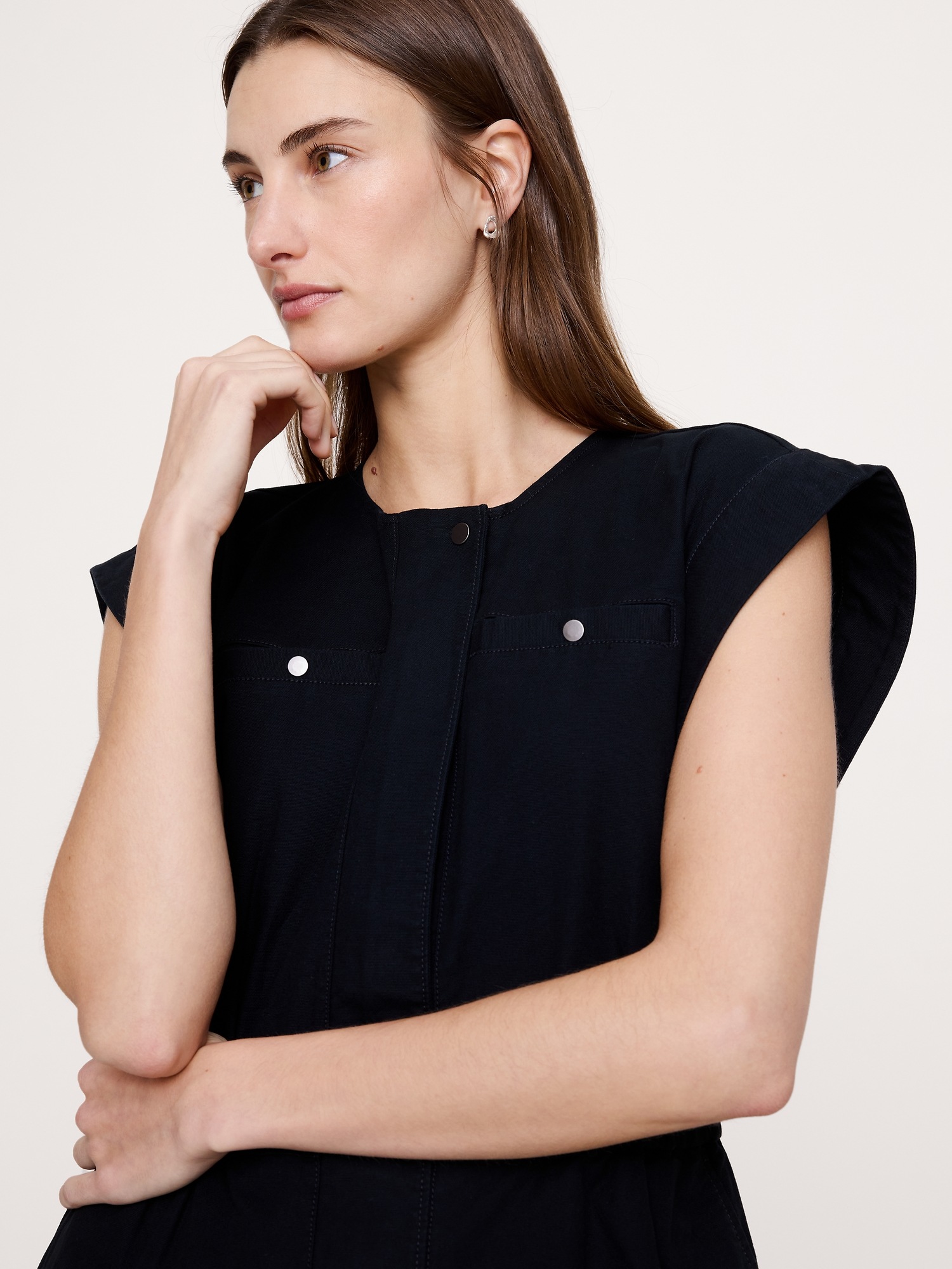 Женский комбинезон Banana Republic Cotton Canvas Utility Jumpsuit, цвет: Чёрный — фото 3