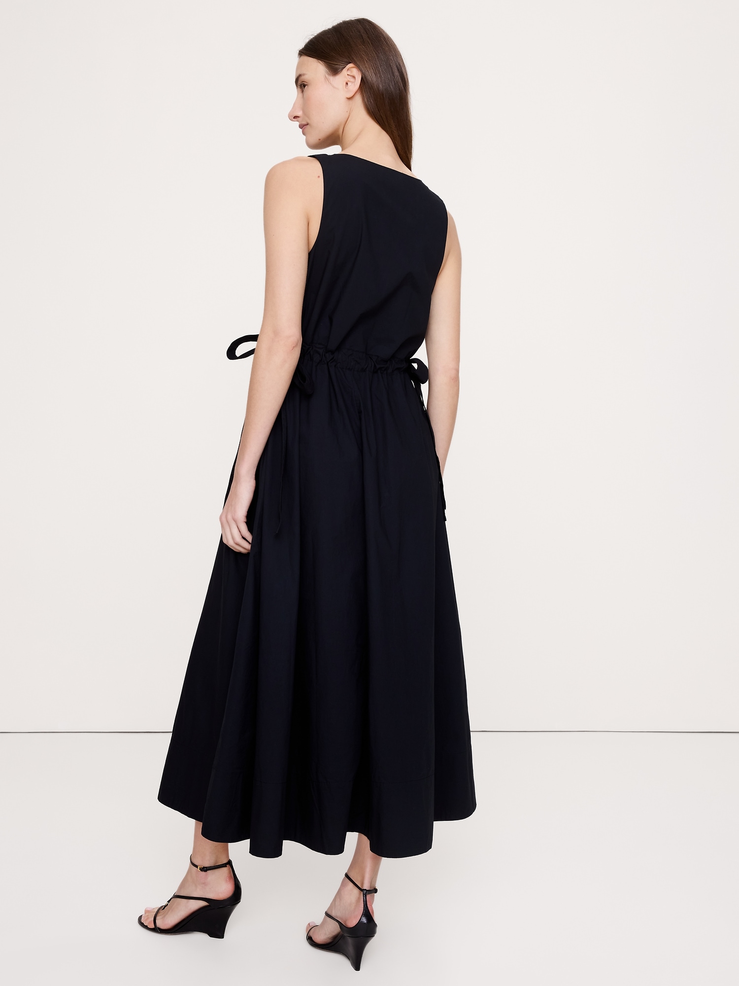 Image number 3 showing, Twisted Shoulder Poplin Maxi Dress