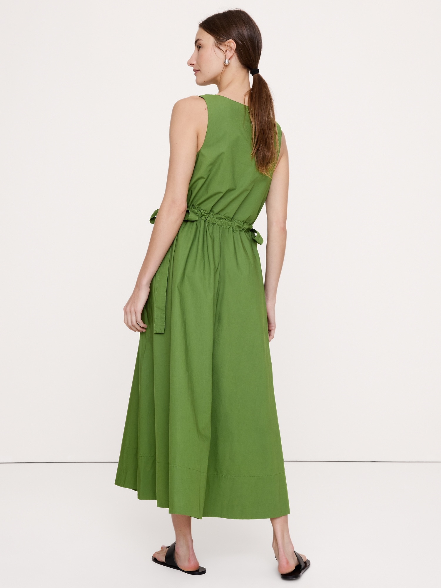 Image number 3 showing, Twisted Shoulder Poplin Maxi Dress