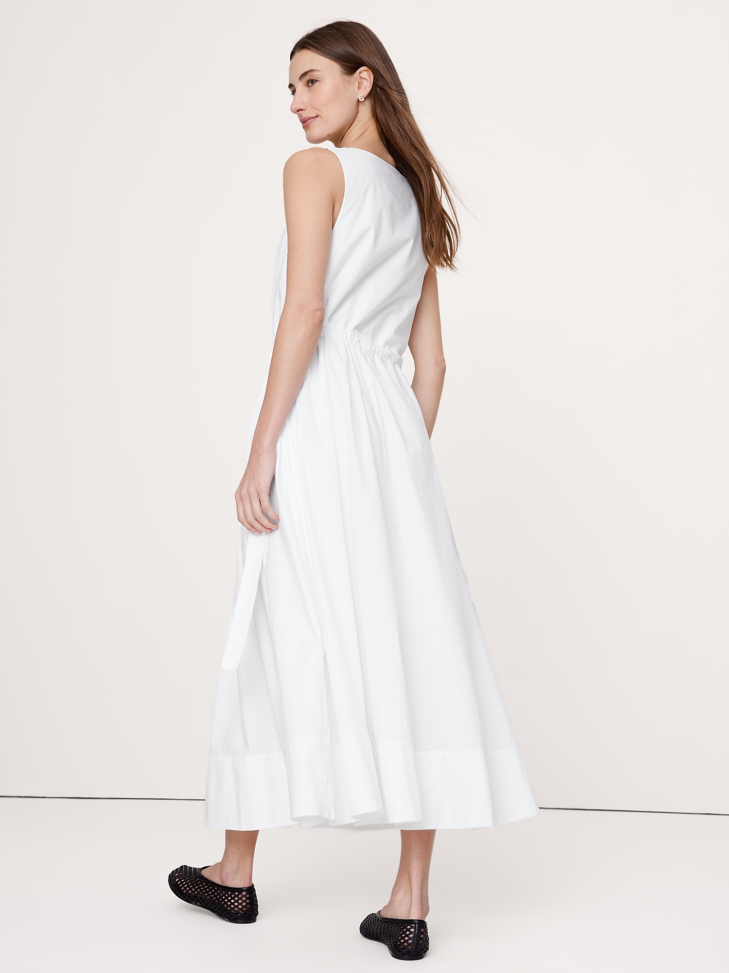 Image number 5 showing, Twisted Shoulder Poplin Maxi Dress