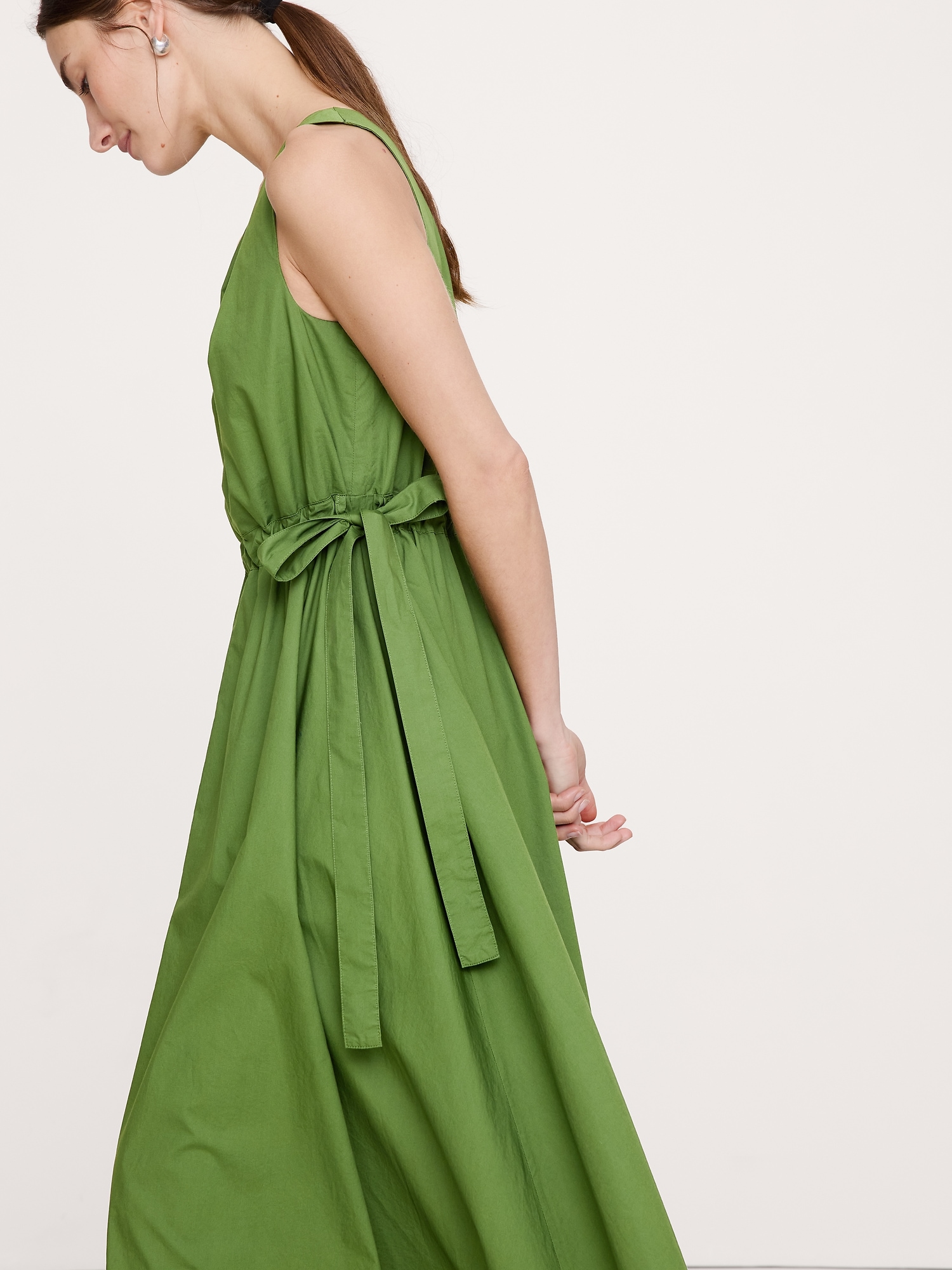 Image number 4 showing, Twisted Shoulder Poplin Maxi Dress