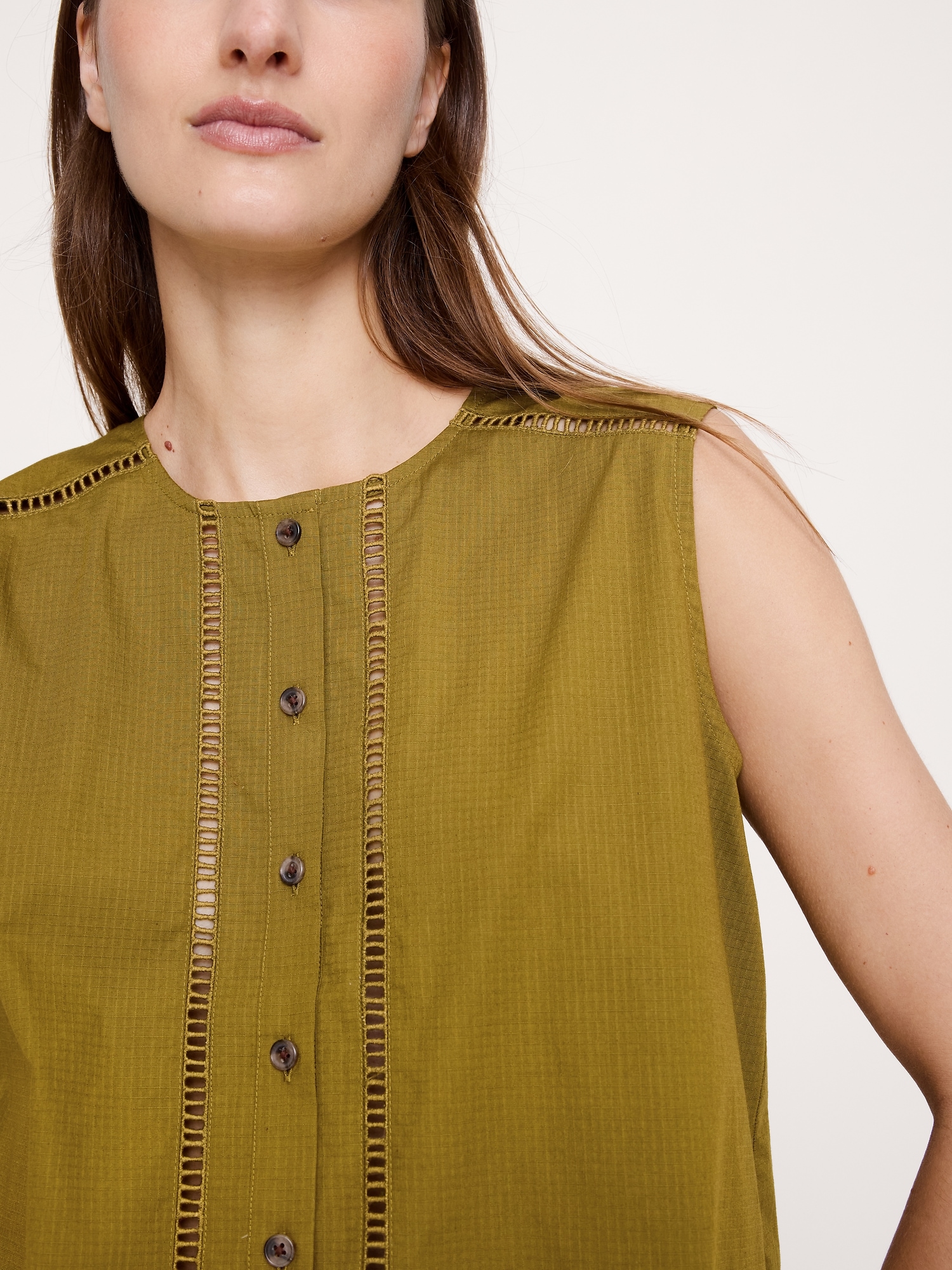 Image number 5 showing, Embroidered Stretch-Cotton Tank