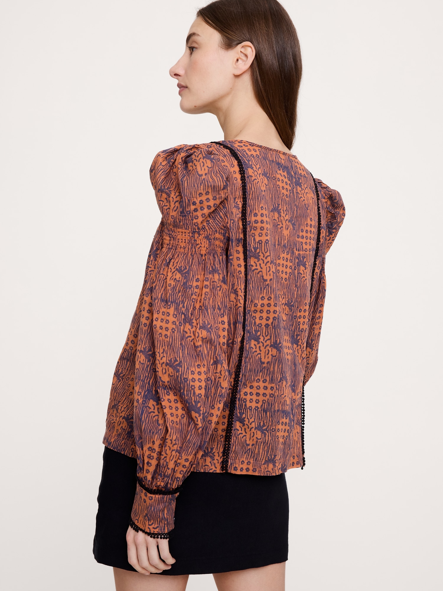 Image number 5 showing, Lightweight Cotton Puff-Sleeve Top