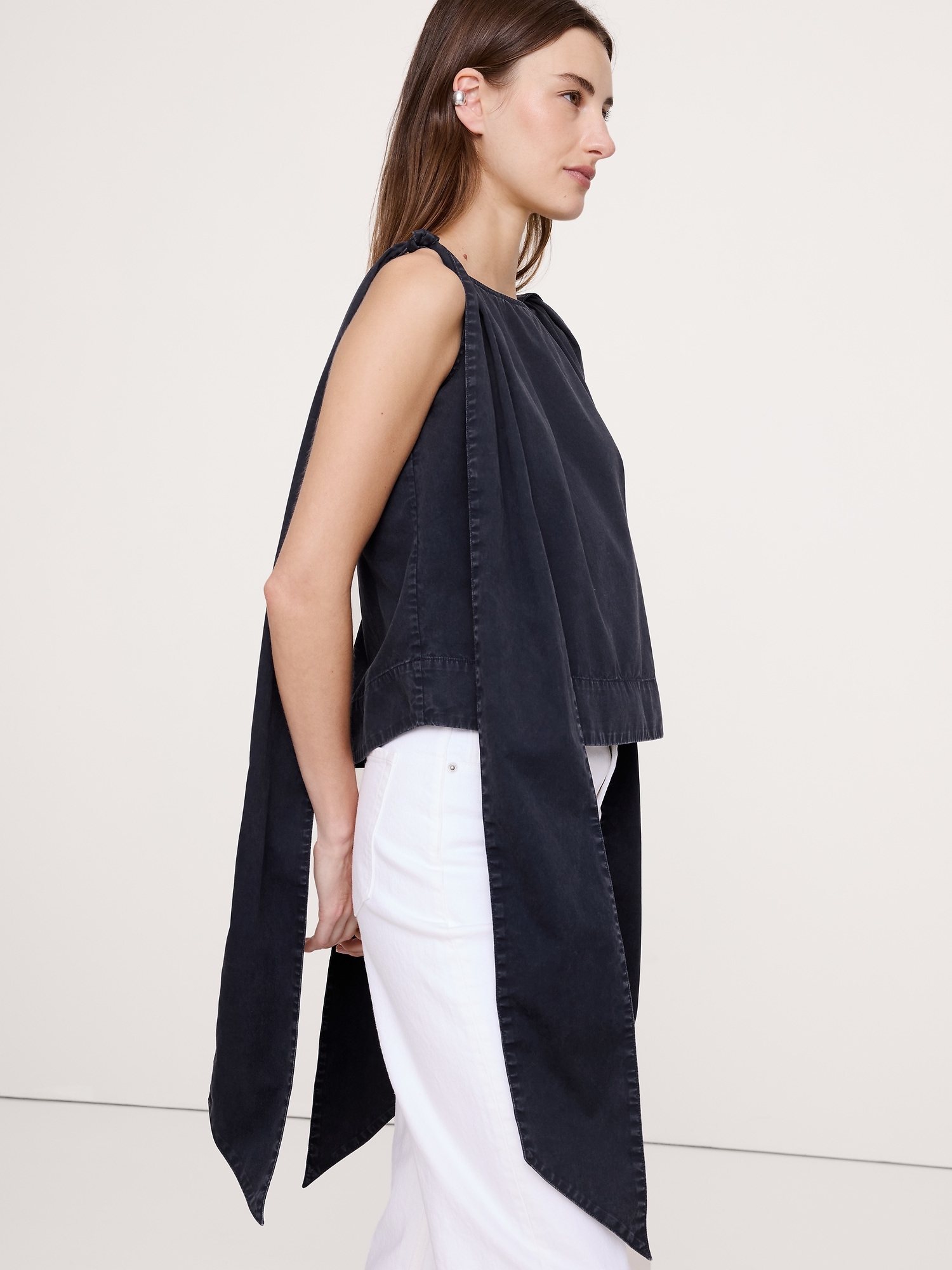 Image number 6 showing, Cotton Bow-Shoulder Top