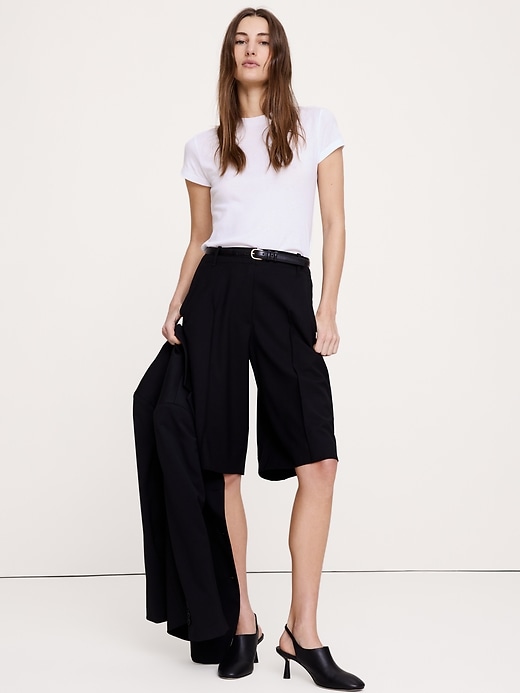 High-Rise Italian Wool Bermuda Short