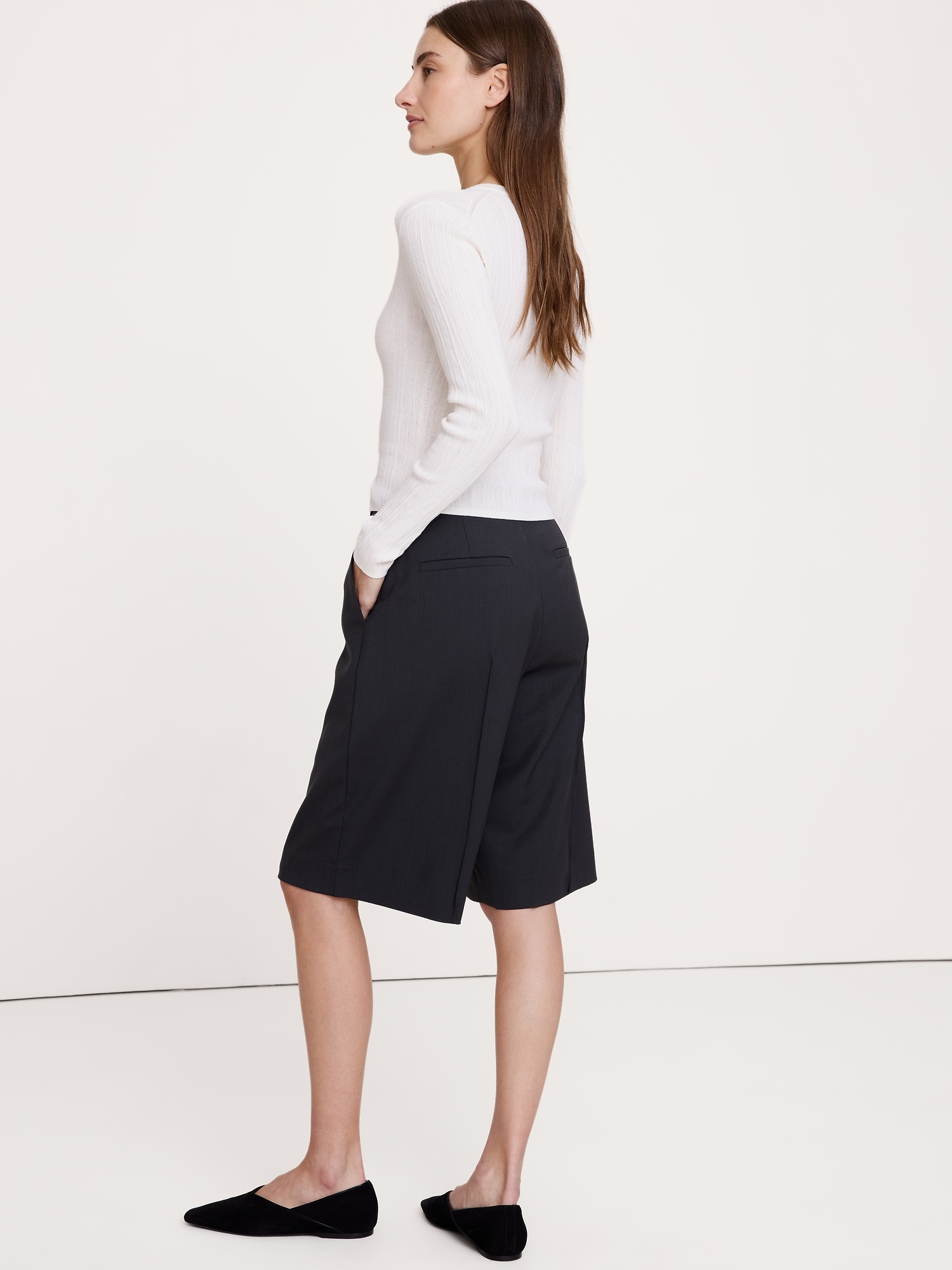 Image number 6 showing, High-Rise Italian Wool Bermuda Short