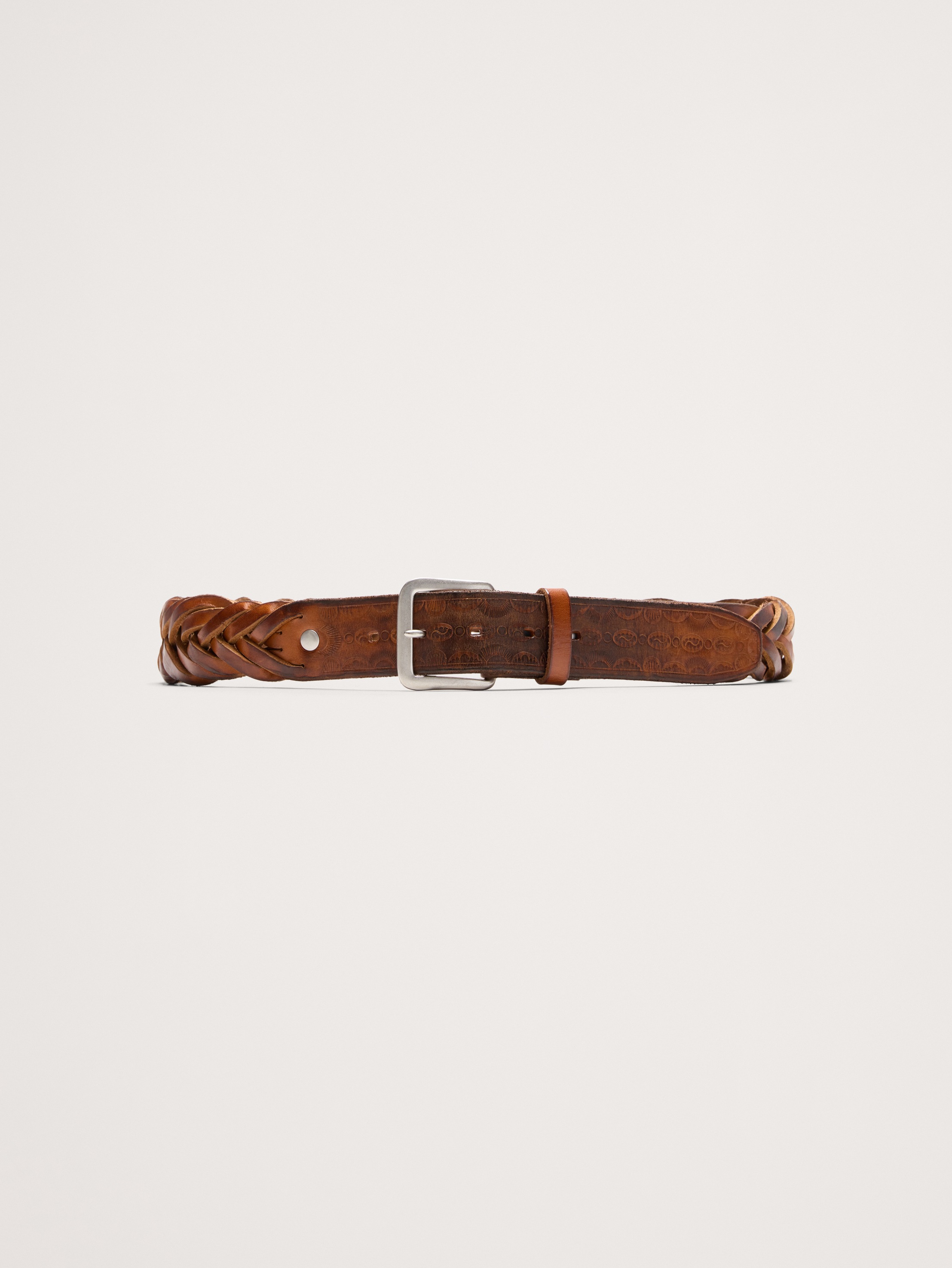 Braided Embossed Leather Belt