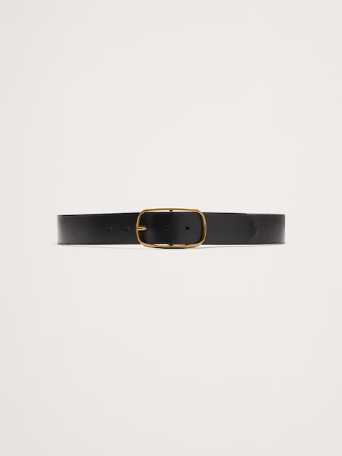 Leather Oval-Buckle Belt
