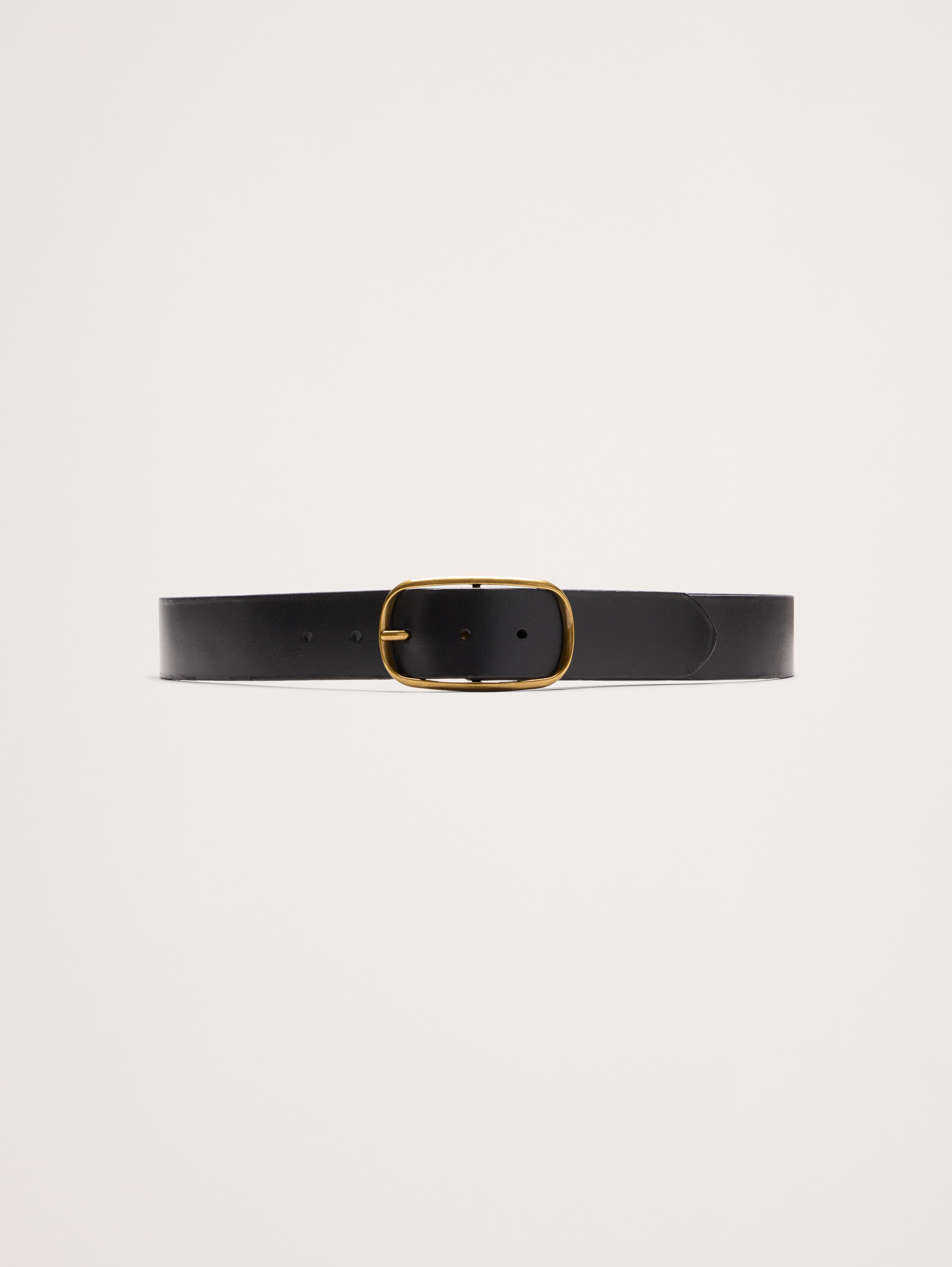 Leather Oval-Buckle Belt