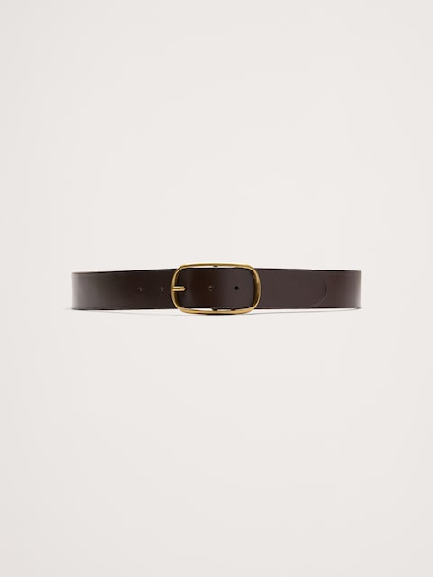 Leather Oval-Buckle Belt