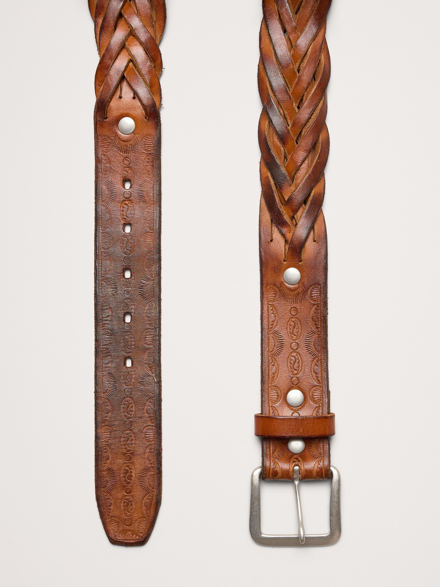 Image number 2 showing, Braided Embossed Leather Belt