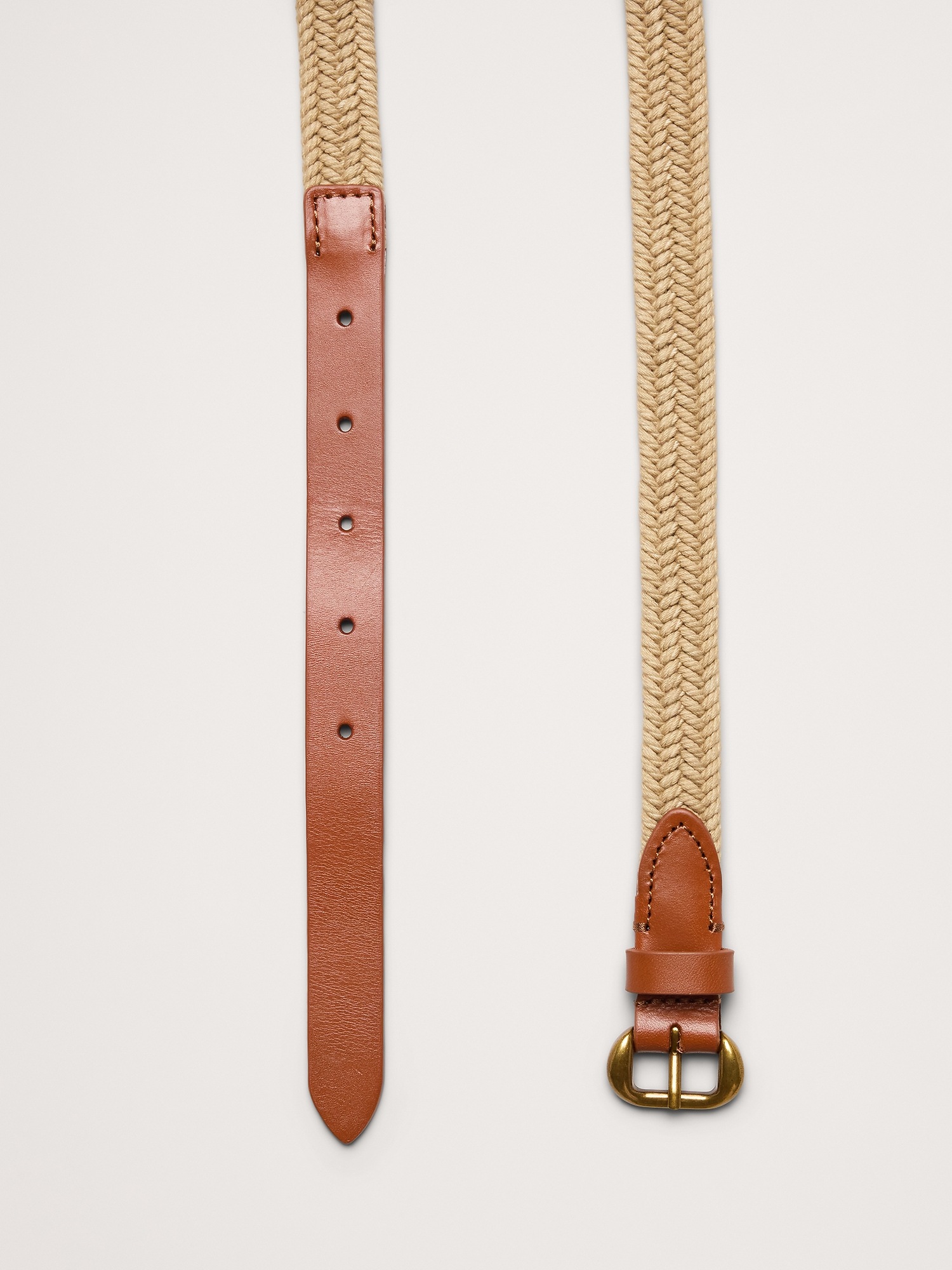Женский ремень Banana Republic Slim Braided Cotton Belt With Leather, цвет: Медовый горчичный — фото 3