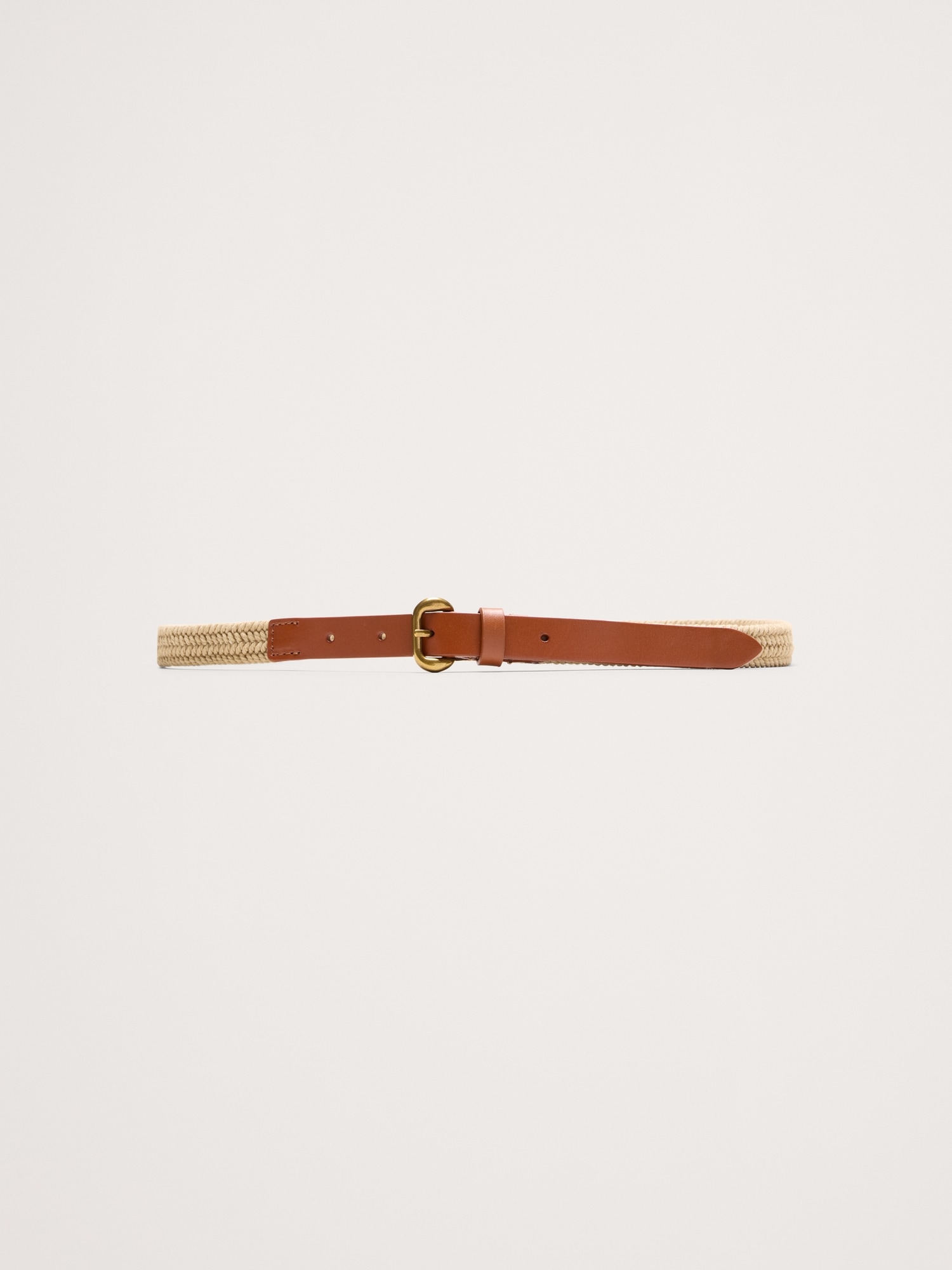 Image number 1 showing, Slim Braided Cotton Belt With Leather