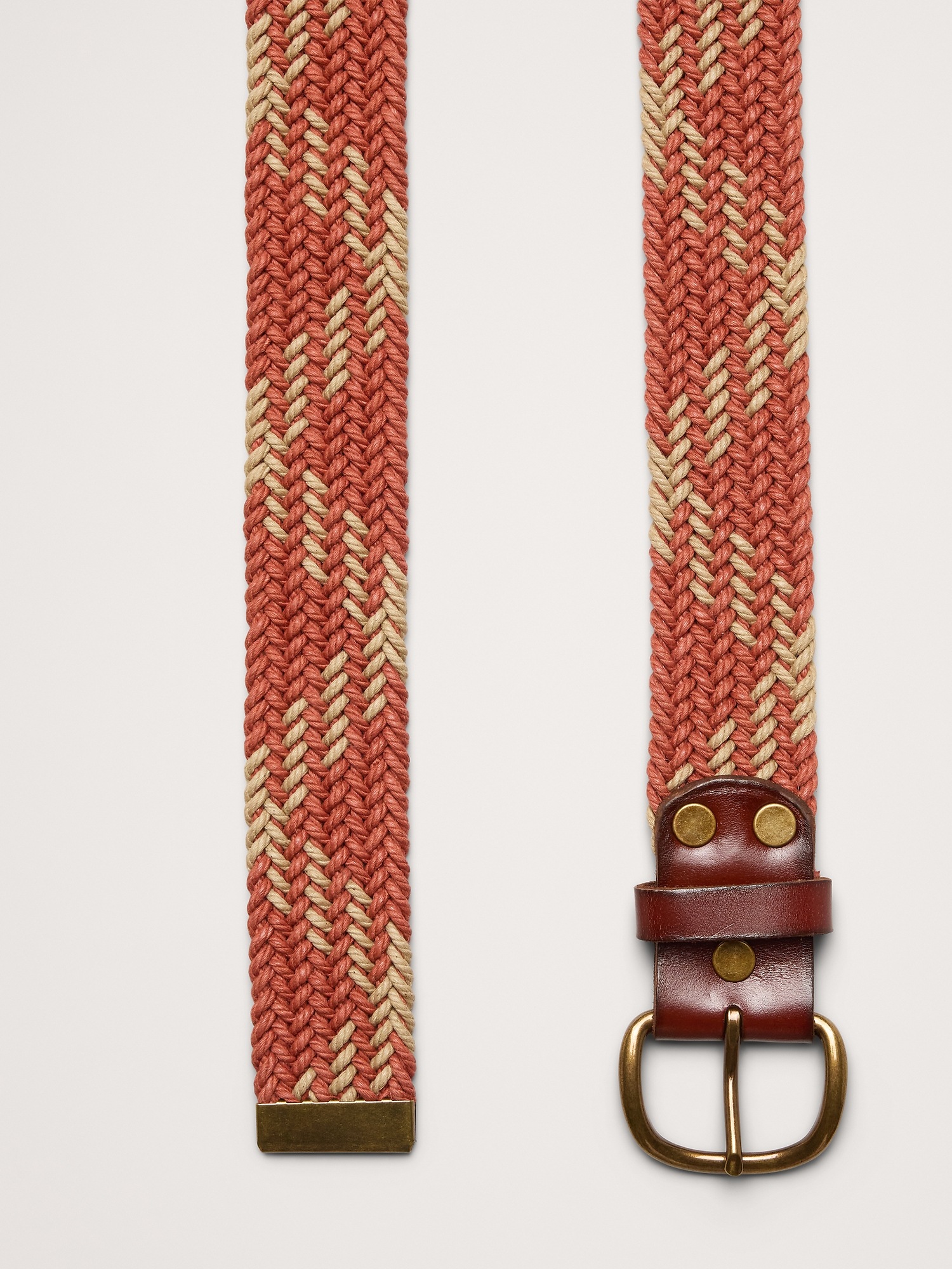 Мужской ремень Banana Republic Braided Cotton Canvas Belt, цвет: Коралловый — фото 3