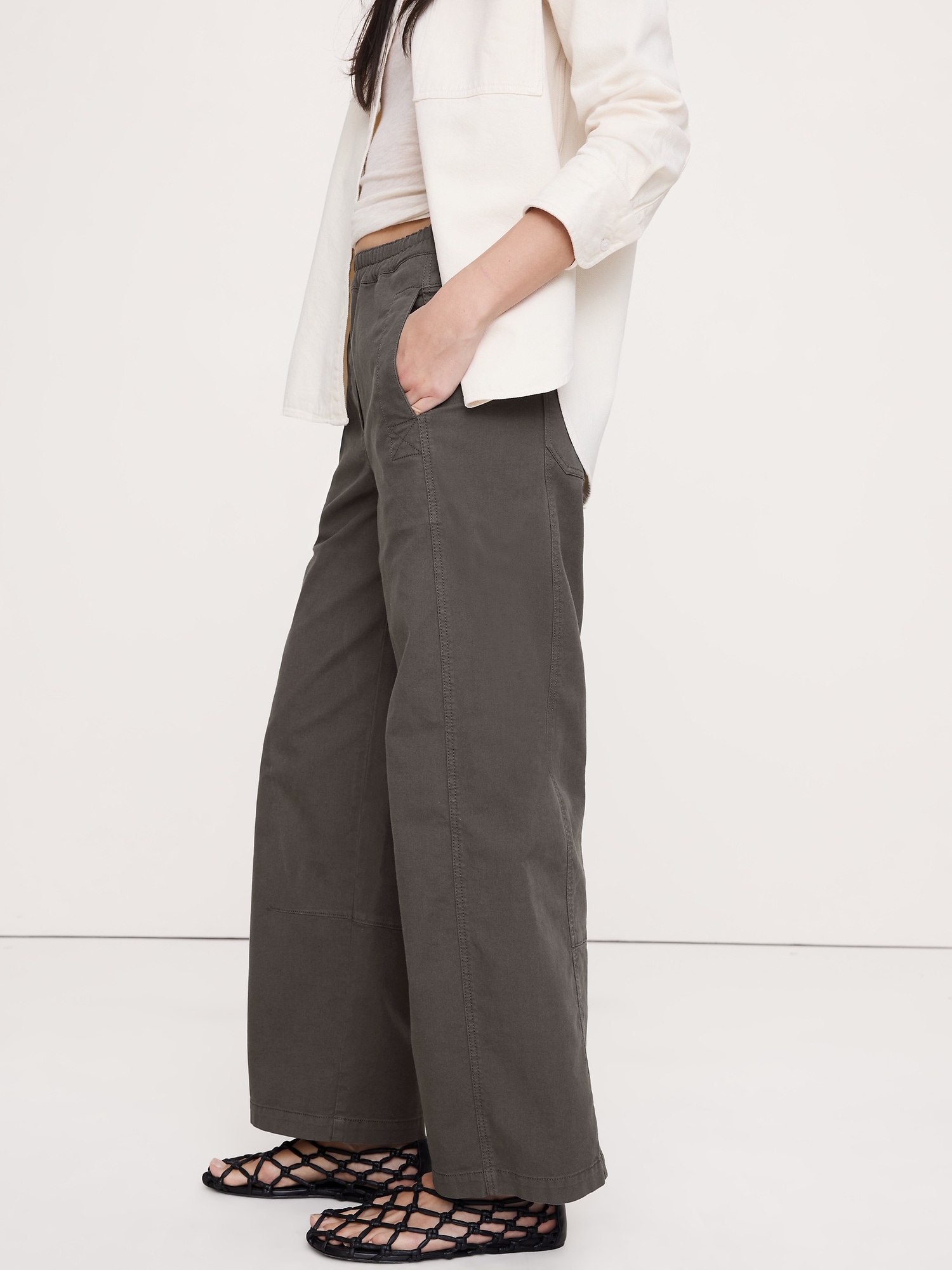 Image number 4 showing, Mid-Rise Relaxed Painter Pull-On Pant