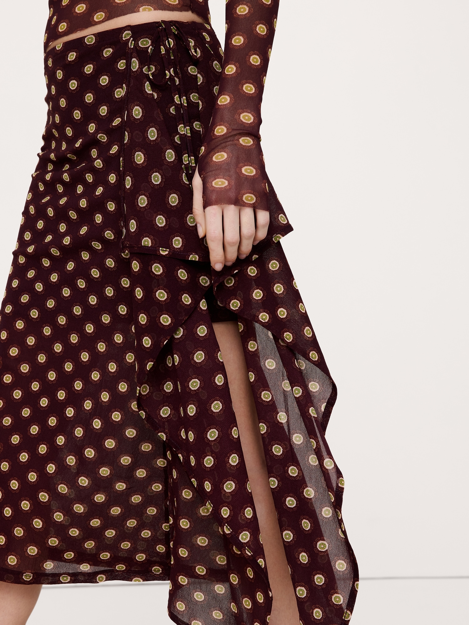 Image number 3 showing, Layered Mesh Wrap Skirt