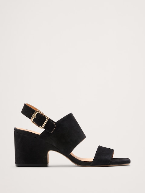 Suede Block-Heel Sandal