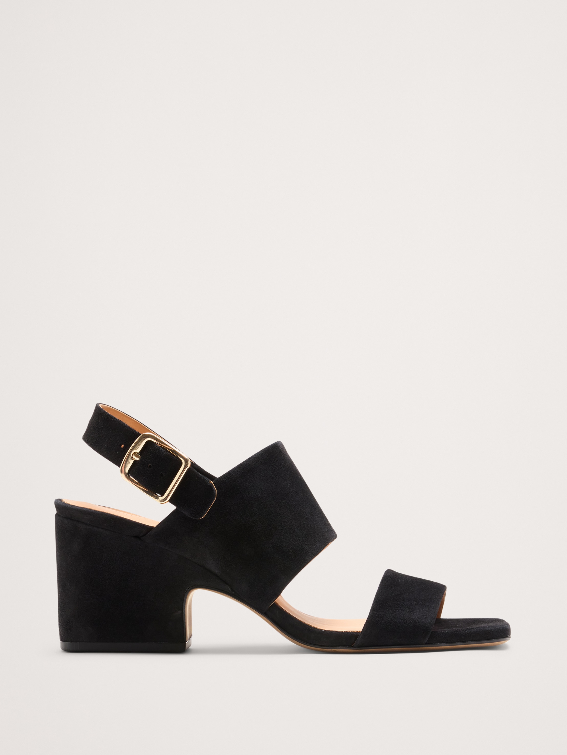 Suede Block-Heel Sandal