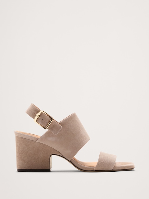 Suede Block-Heel Sandal