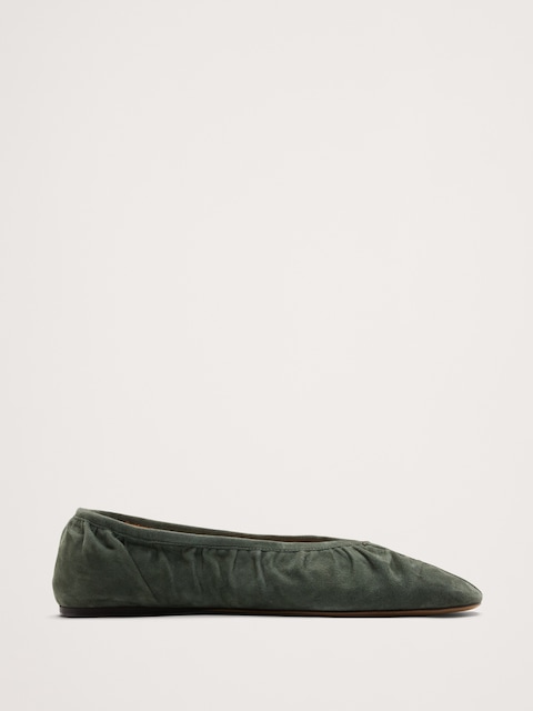 Ruched Suede Ballet Flat