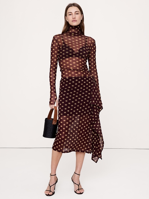 Layered Mesh Wrap Skirt