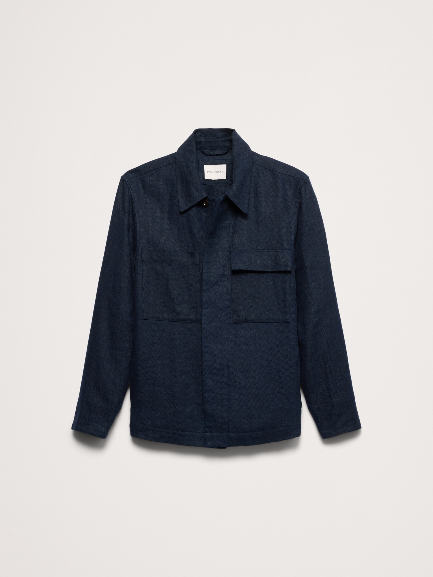 Мужская куртка Banana Republic Linen Four-Pocket Shirt Jacket, цвет: Тёмный тёмно-синий — фото 4