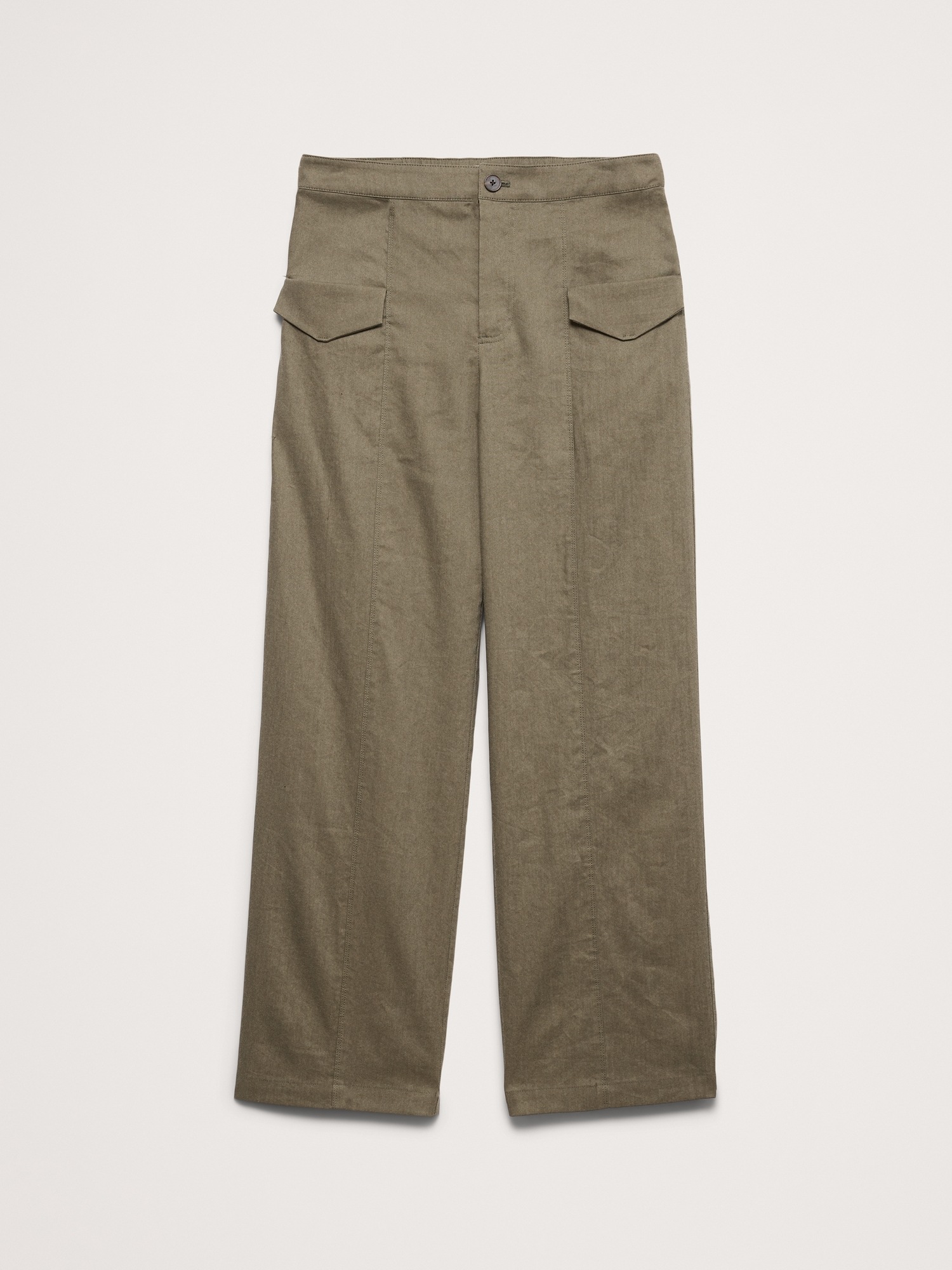 Image number 5 showing, Mid-Rise Straight Utility Pant in Stretch Linen-Viscose