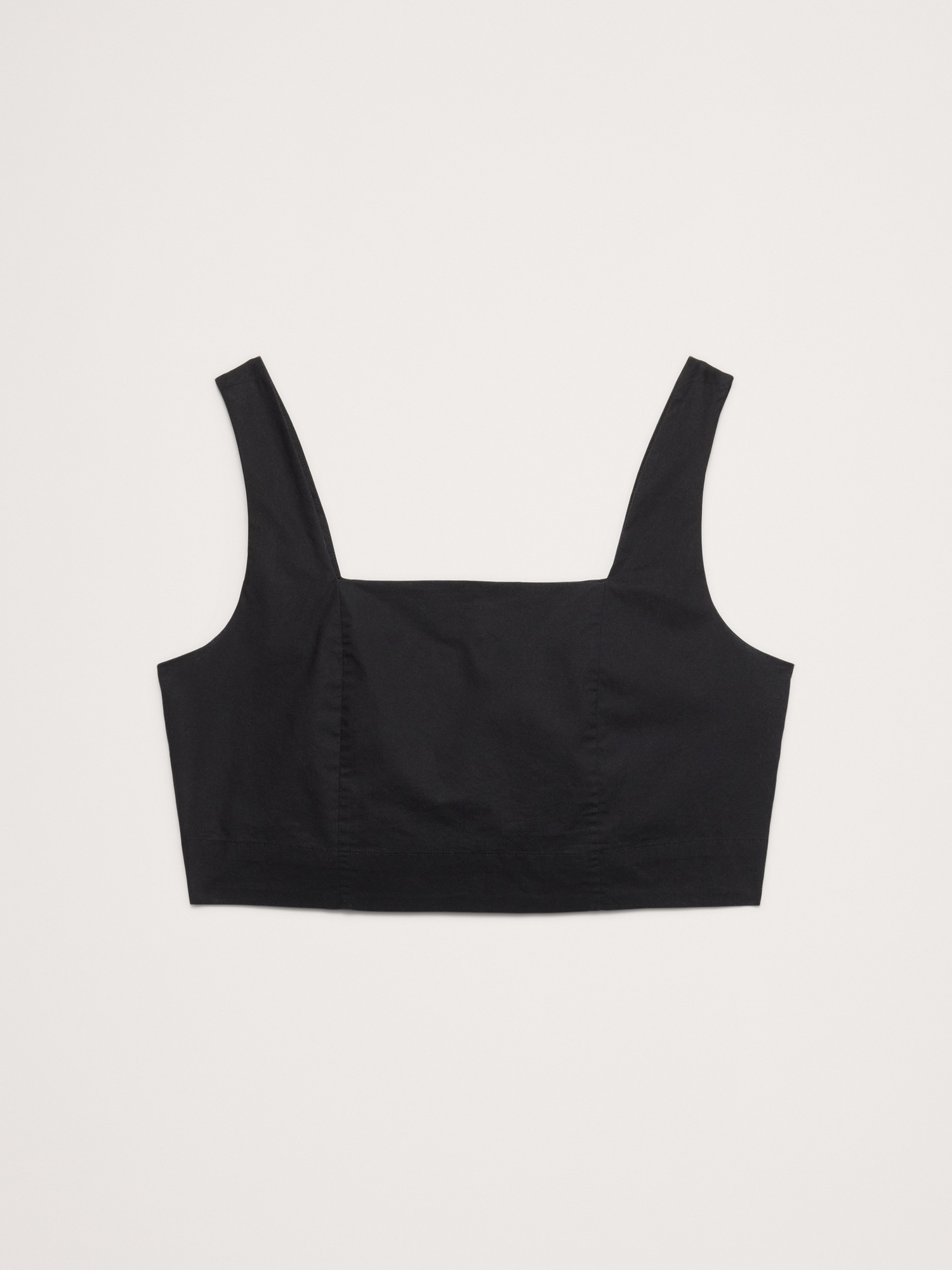 Женский топ Banana Republic Cotton Poplin Square-Neck Cropped Tank, цвет: Чёрный — фото 4