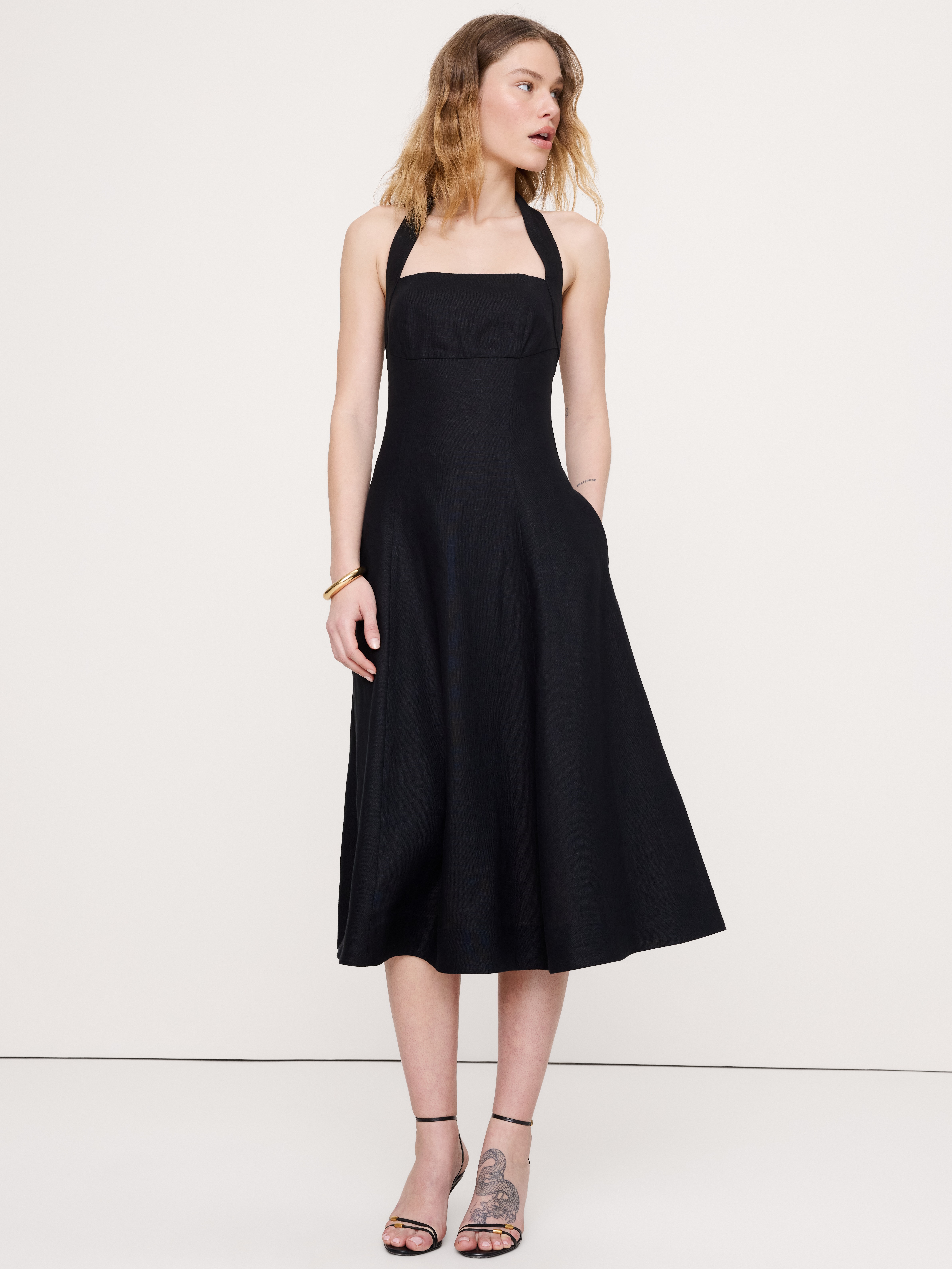 Linen Halter Midi Dress