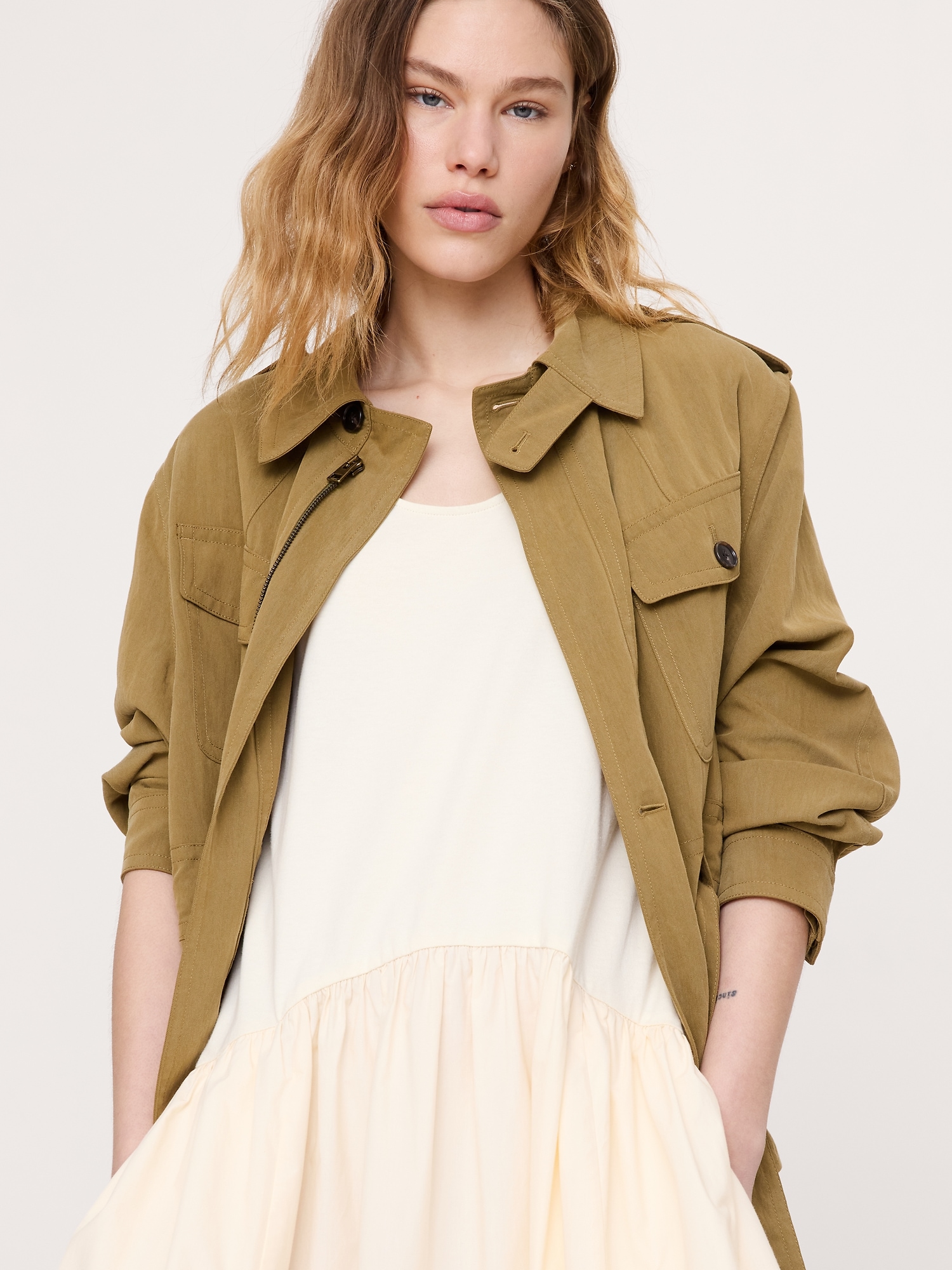 Image number 6 showing, Cotton Poplin + Jersey Midi Dress