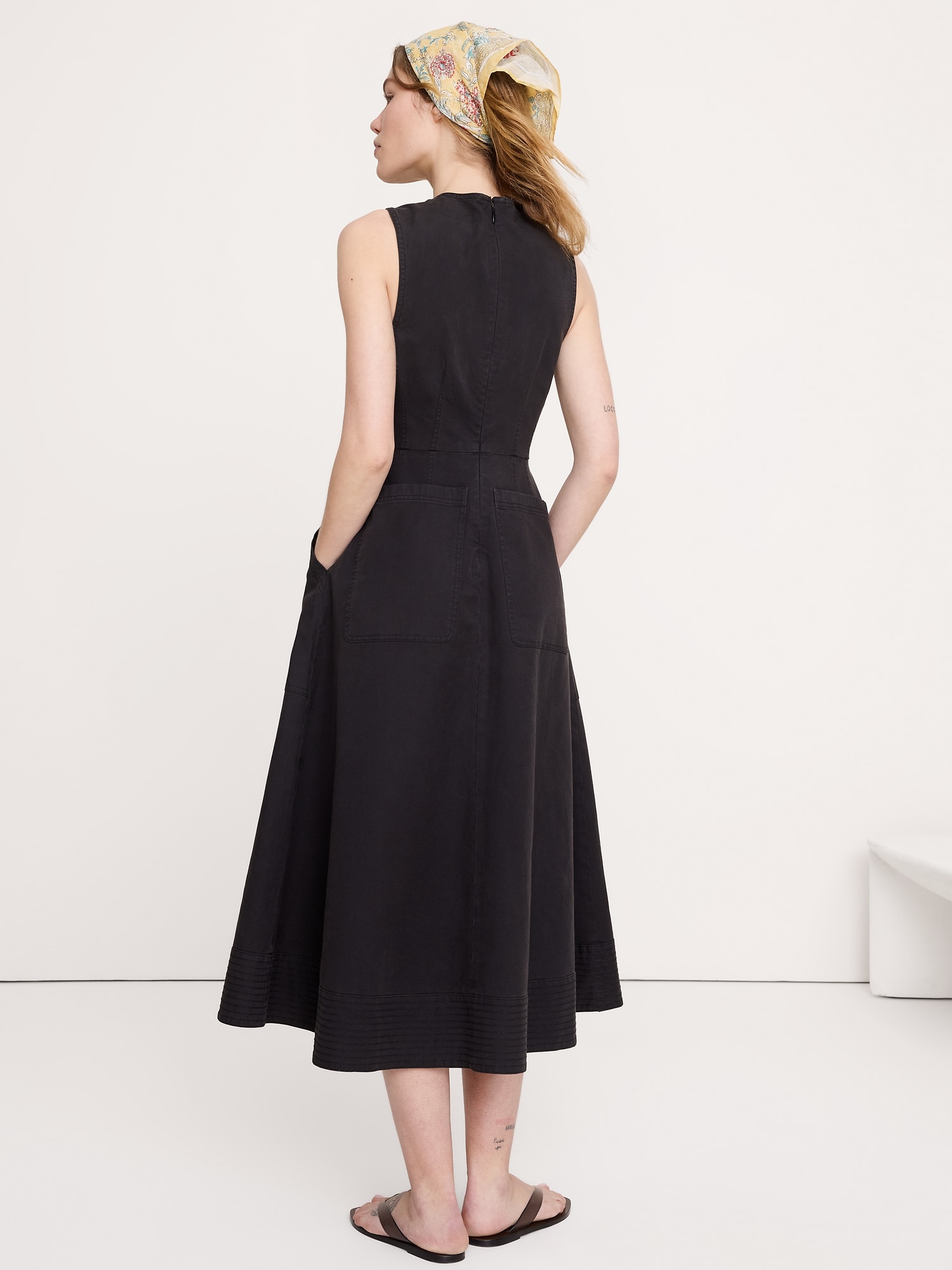 Image number 3 showing, Cotton Canvas Utility Pocket Maxi Dress