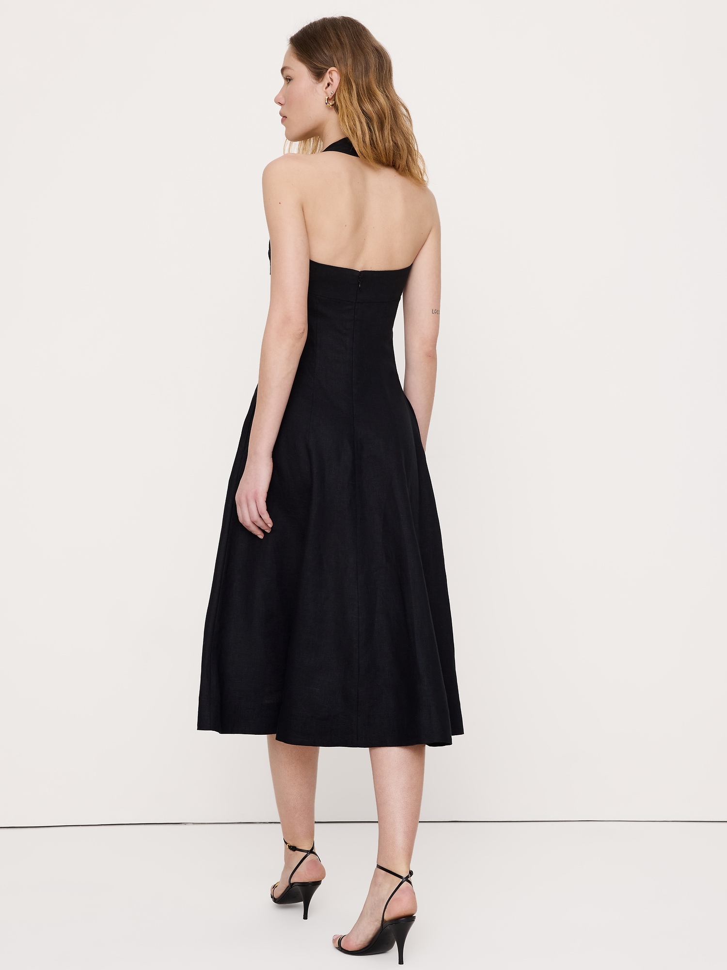 Image number 3 showing, Linen Halter Midi Dress