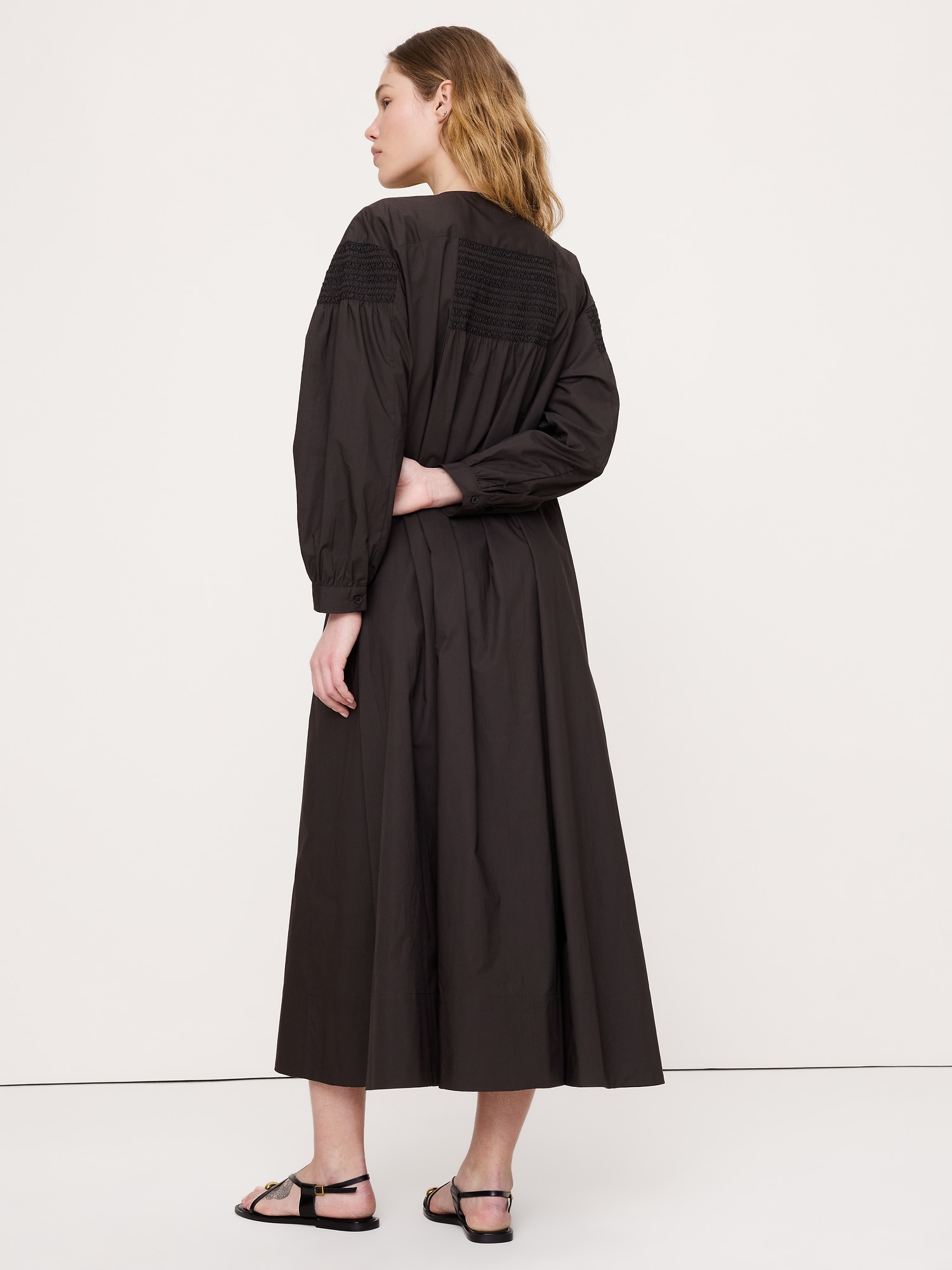 Image number 6 showing, Smocked Cotton Poplin Maxi Dress