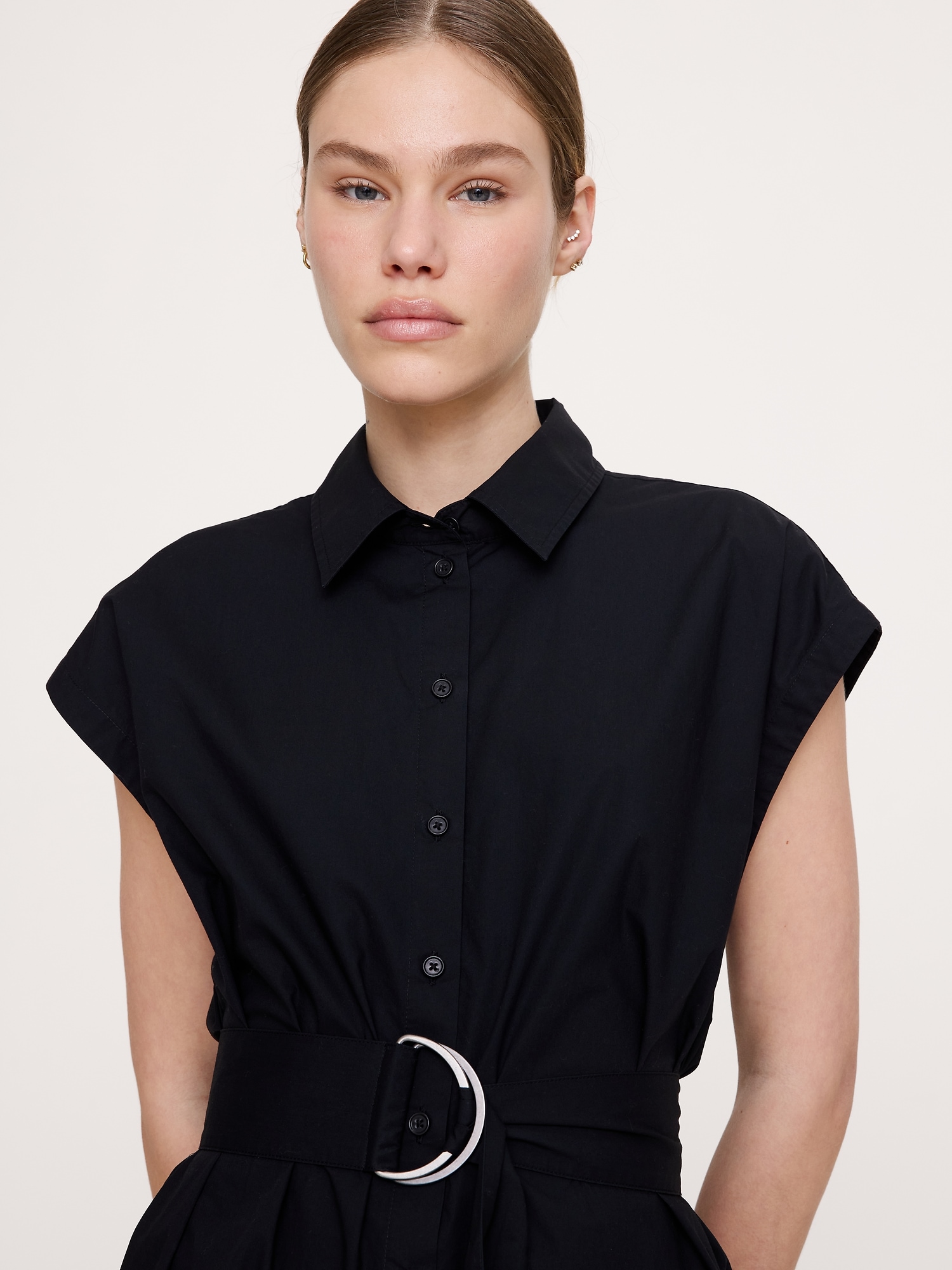 Image number 8 showing, Cotton Poplin Belted Mini Shirt Dress
