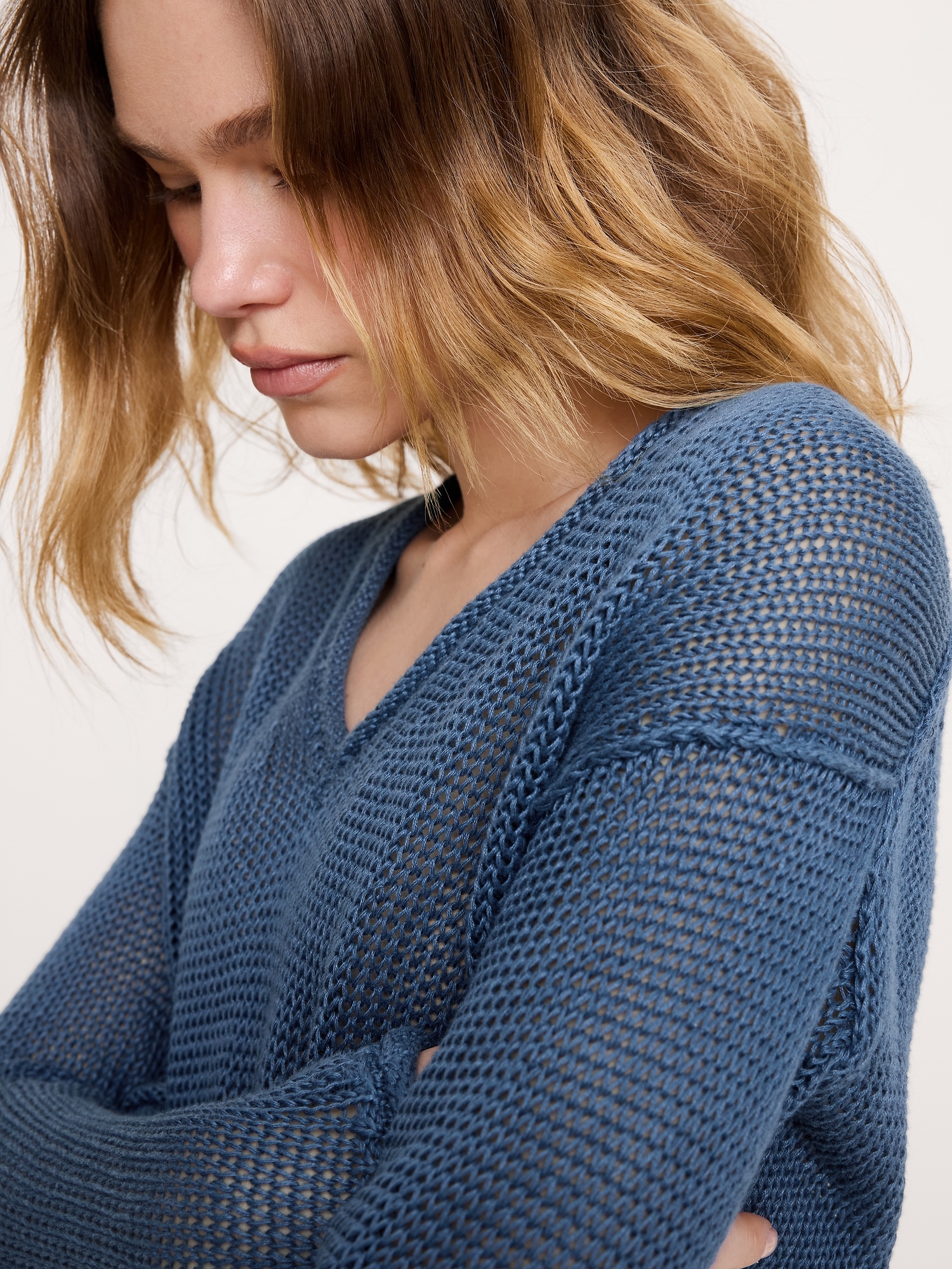 Image number 4 showing, Heirloom Linen V-Neck Sweater