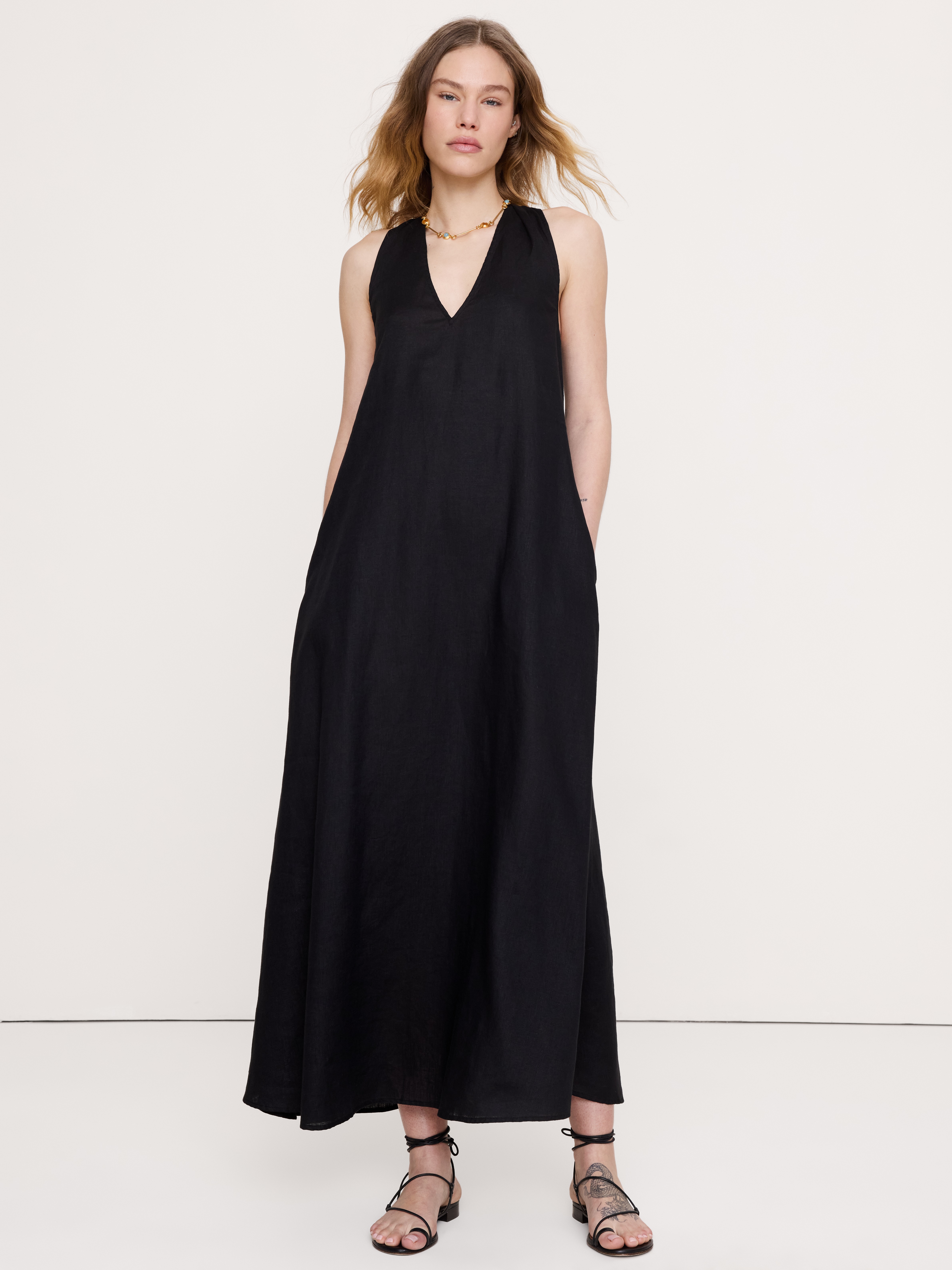 Linen Halter Maxi Dress
