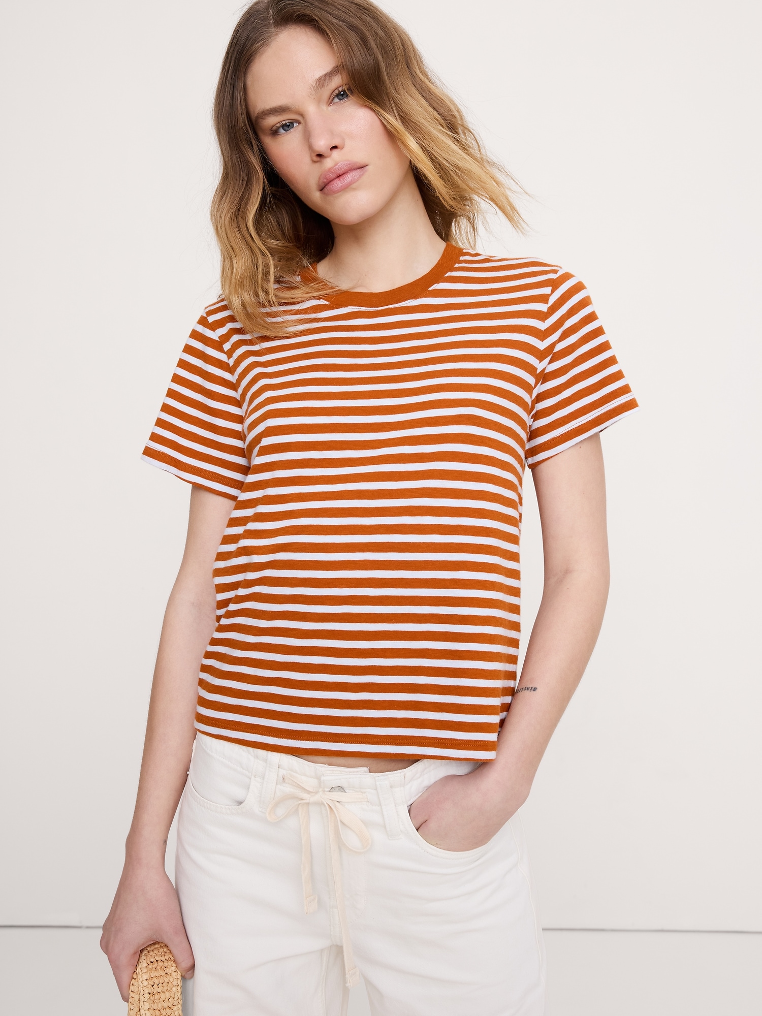 Image number 1 showing, Cotton Slub Crew-Neck T-Shirt