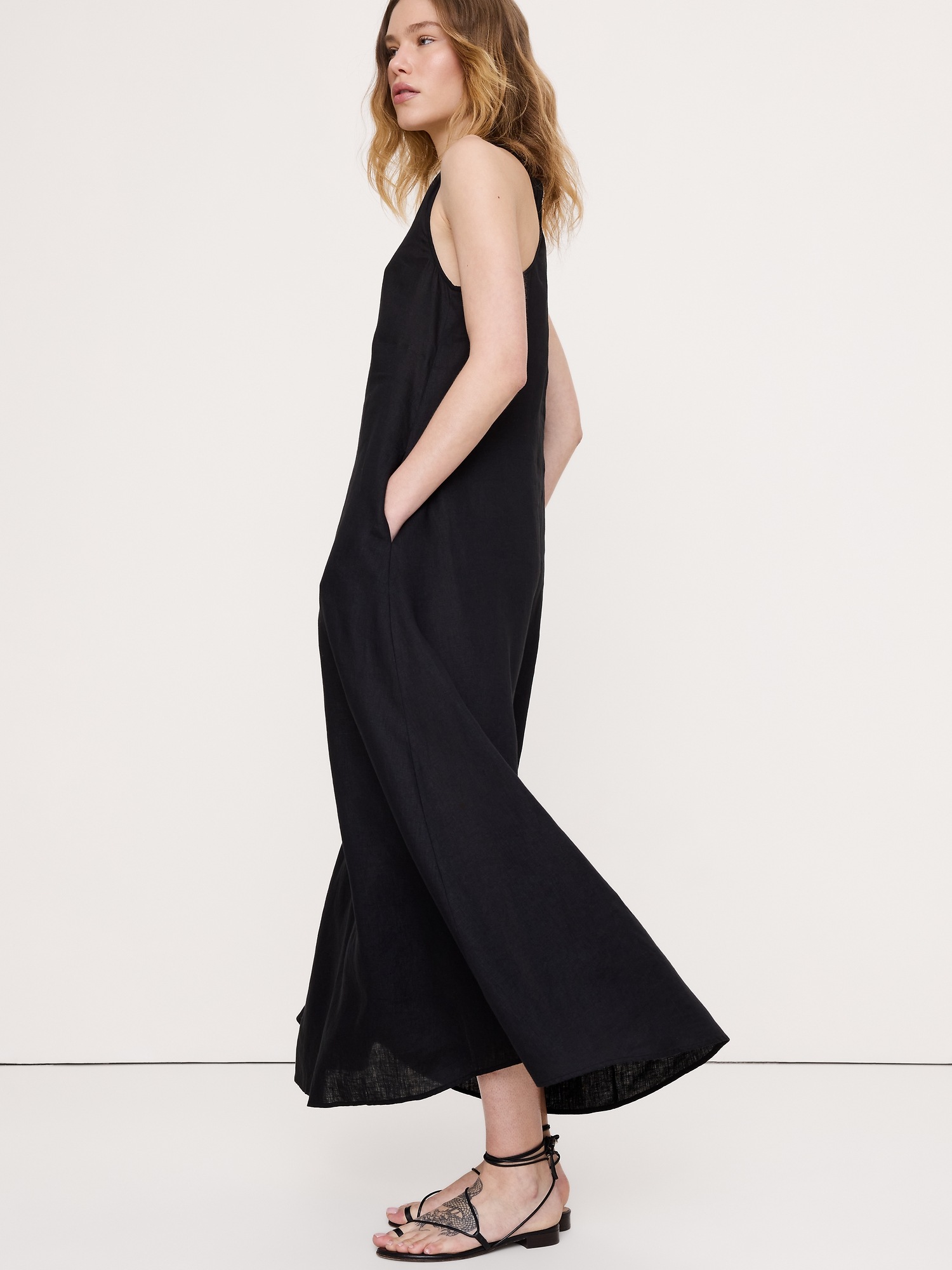 Женское платье Banana Republic Linen Halter Maxi, цвет: Чёрный — фото 3