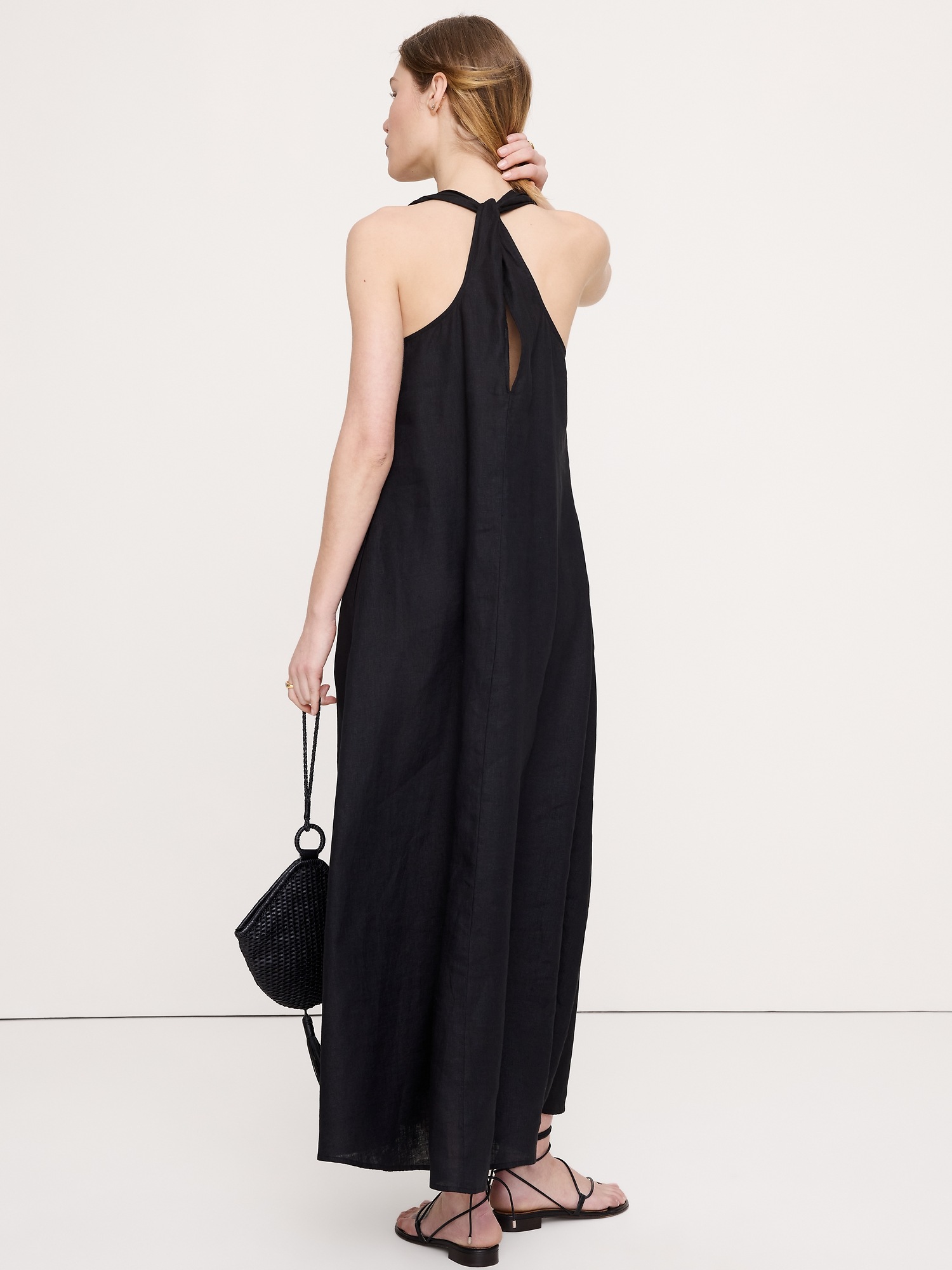Женское платье Banana Republic Linen Halter Maxi, цвет: Чёрный — фото 2
