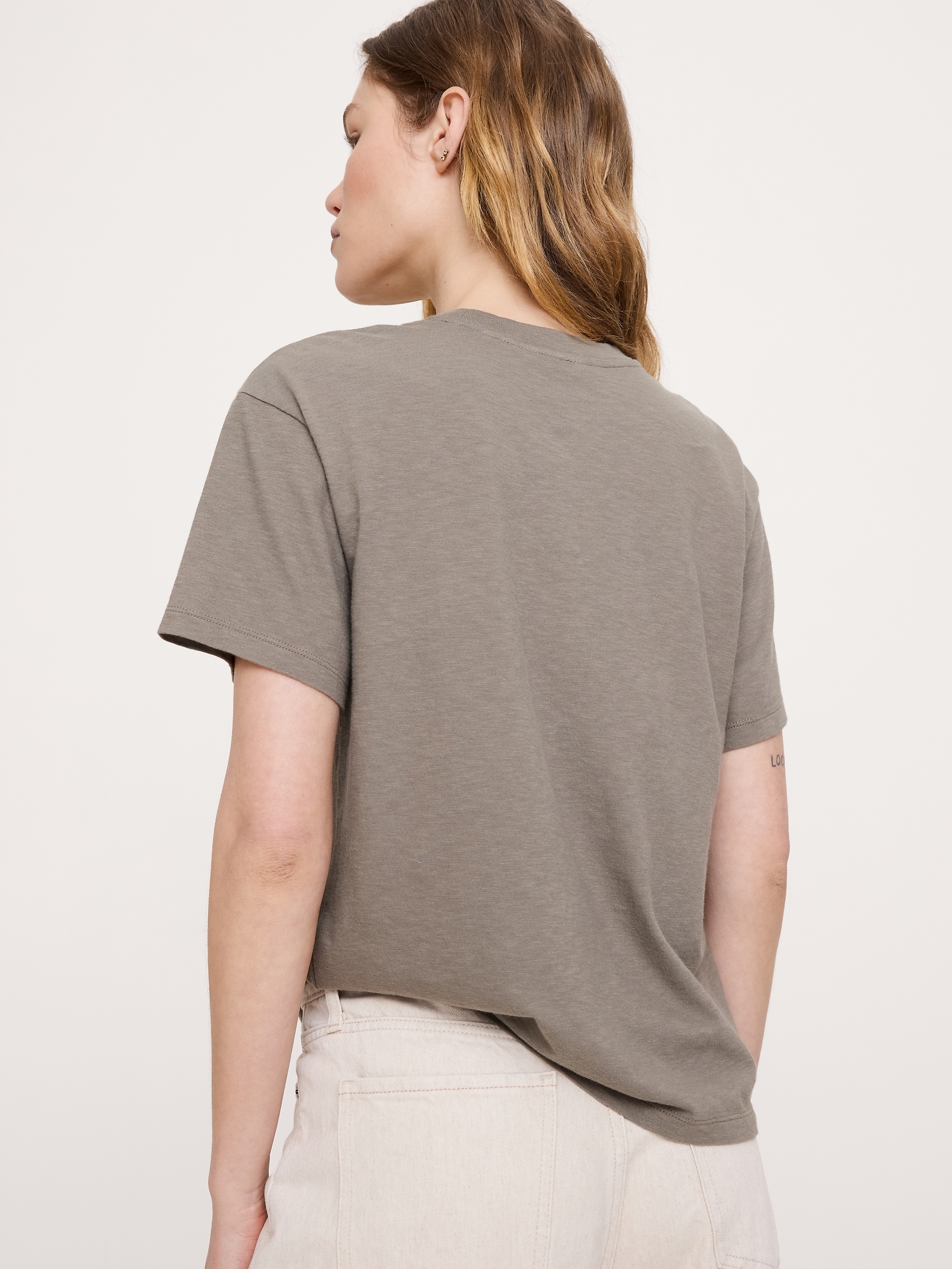 Image number 2 showing, Cotton Slub Boyfriend Crew-Neck T-Shirt